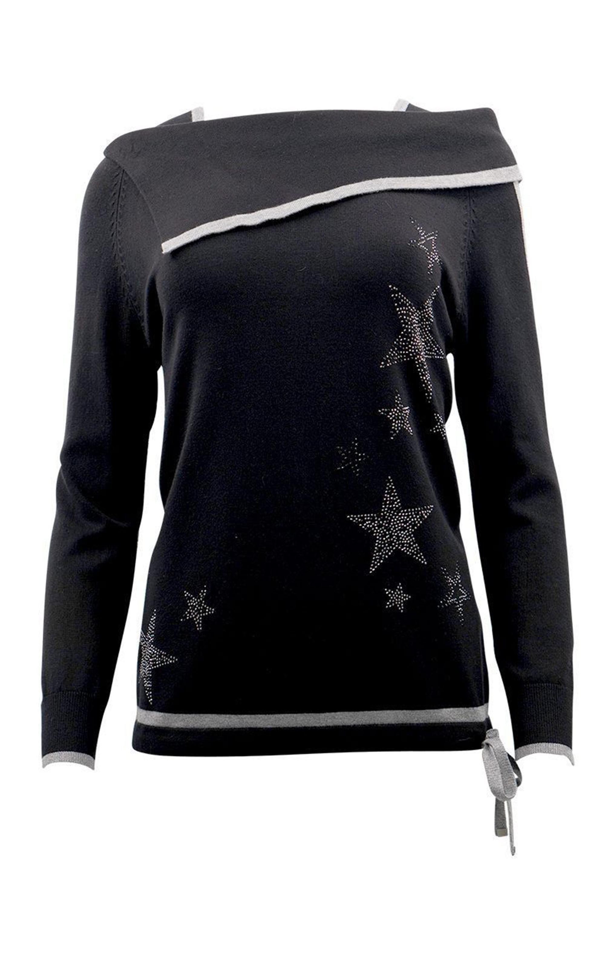 Passioni Strickpullover mit Glitzerdetails Schwarz, Streifen, asymmetrische günstig online kaufen