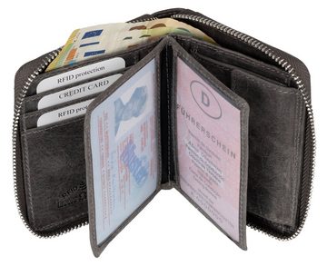 Wild Things Only !!! Geldbörse RFID Leder Portmonne Geldbörse Herren mit Reißverschluss Hochformat, RFID Schutz