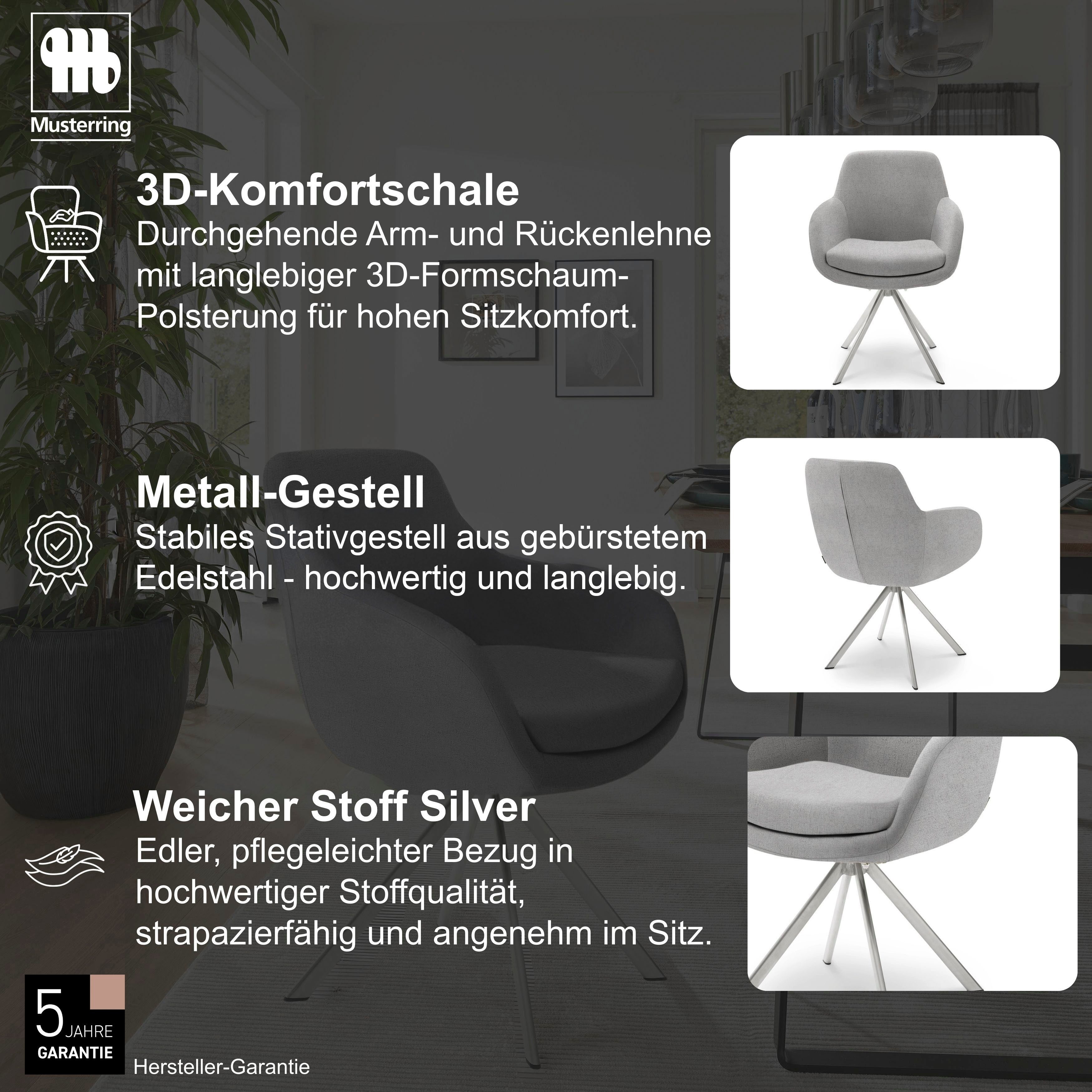 Musterring Esszimmerstuhl Tavia (Set, 2 St), Stativgestell Edelstahl, wahlweise mit Drehfunktion, diverse Farben