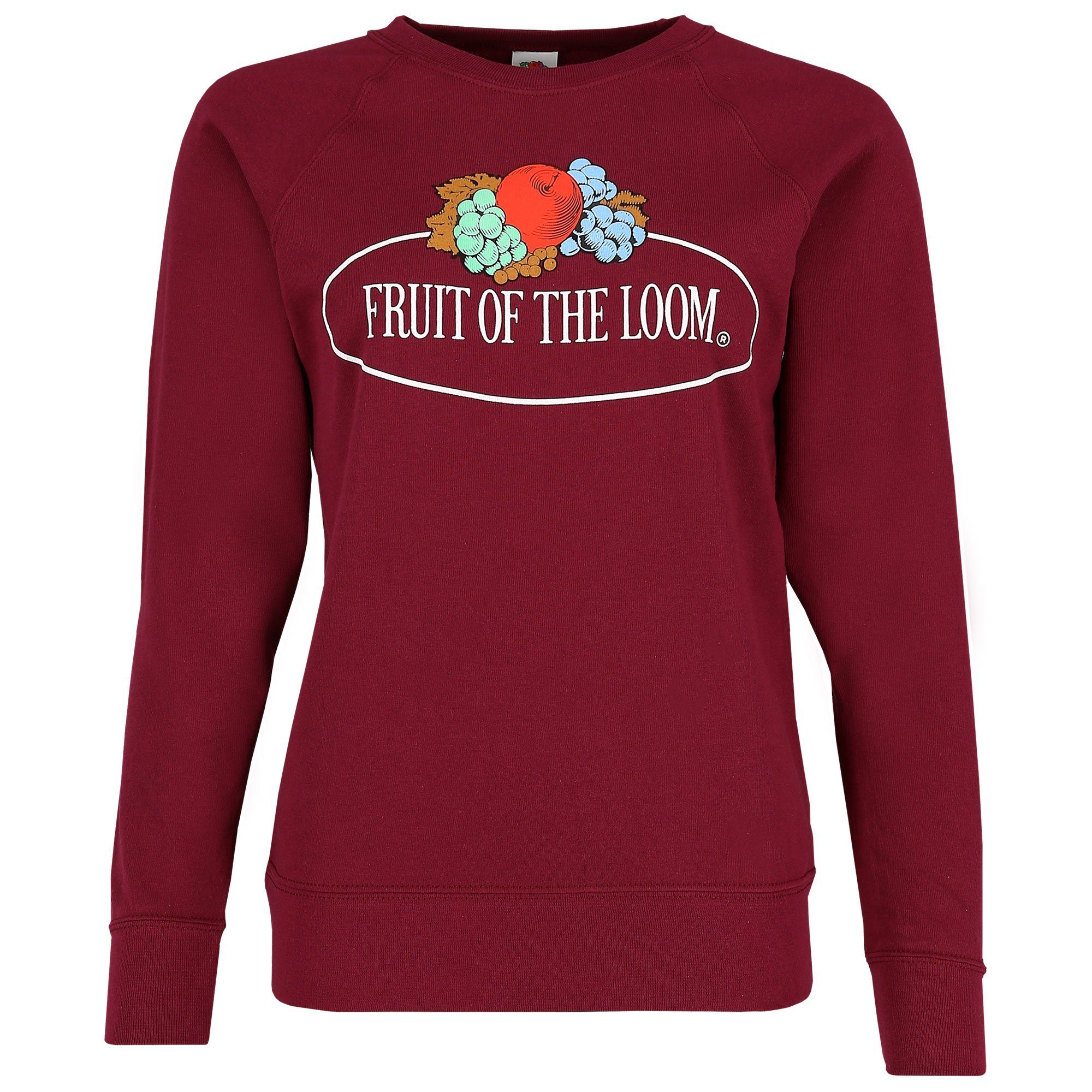 Fruit of the Loom Sweatshirt mit Damen Sweatshirt Vintage-Logo burgund leichtes