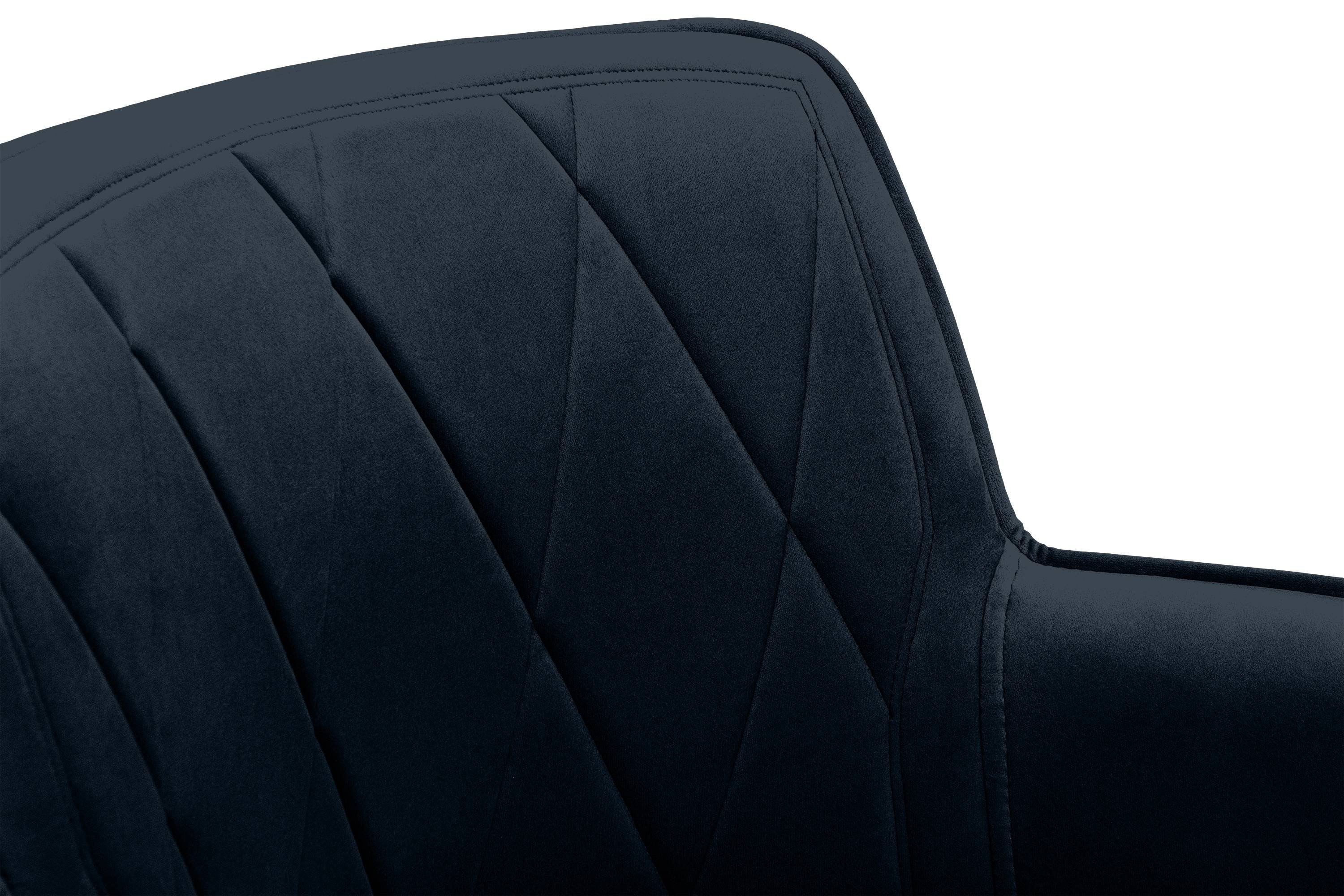 2 Konsimo (Esszimmerstühl, Wohnzimmerstühl St), marineblau/schwarz hergestellt EU PYRUS der Esstischstühl marineblau Polsterstuhl Velours-Sitz, in schwarzer Metallrahmen, |