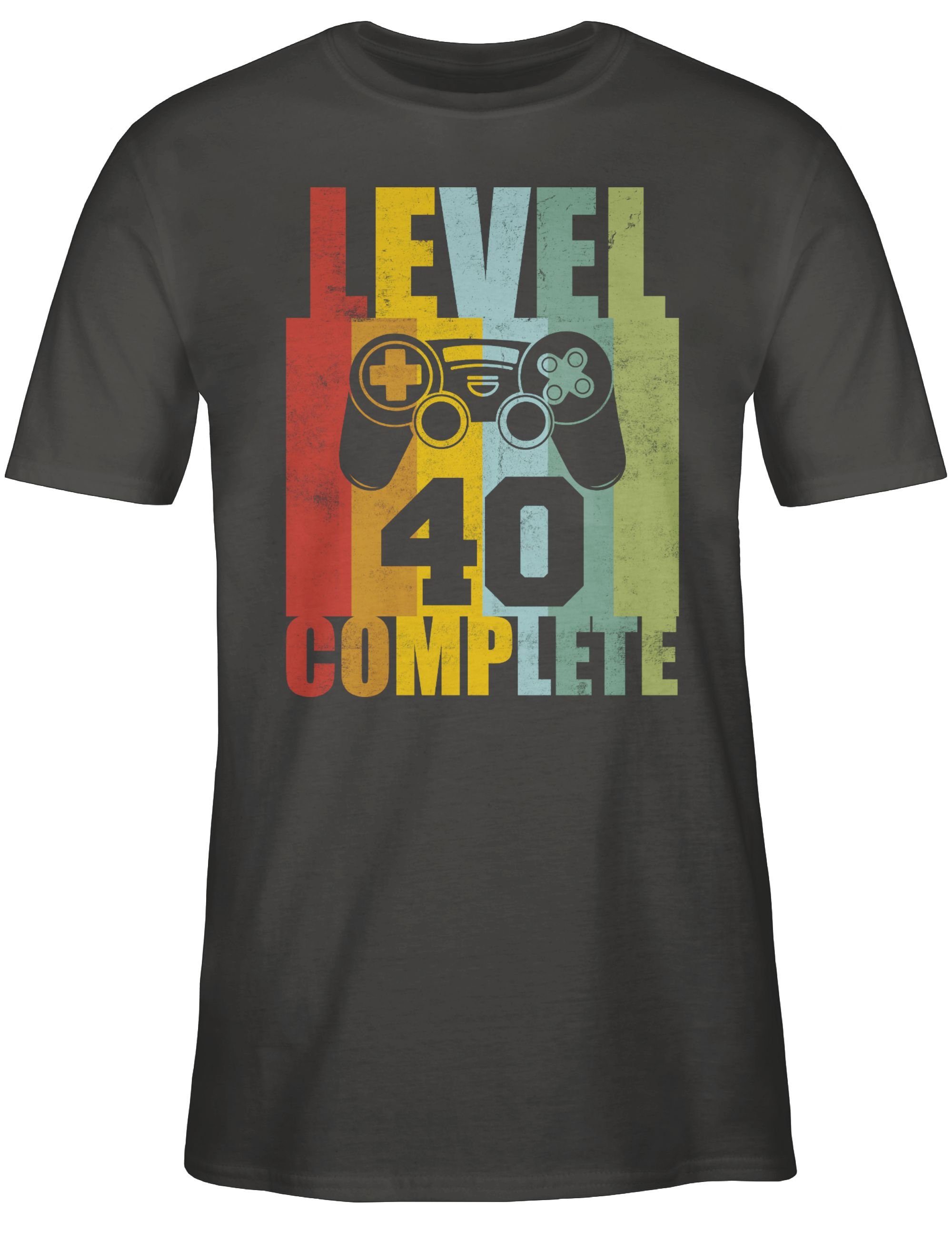 Shirtracer T-Shirt Level 40 complete Dunkelgrau Vintage 03 40. Geburtstag