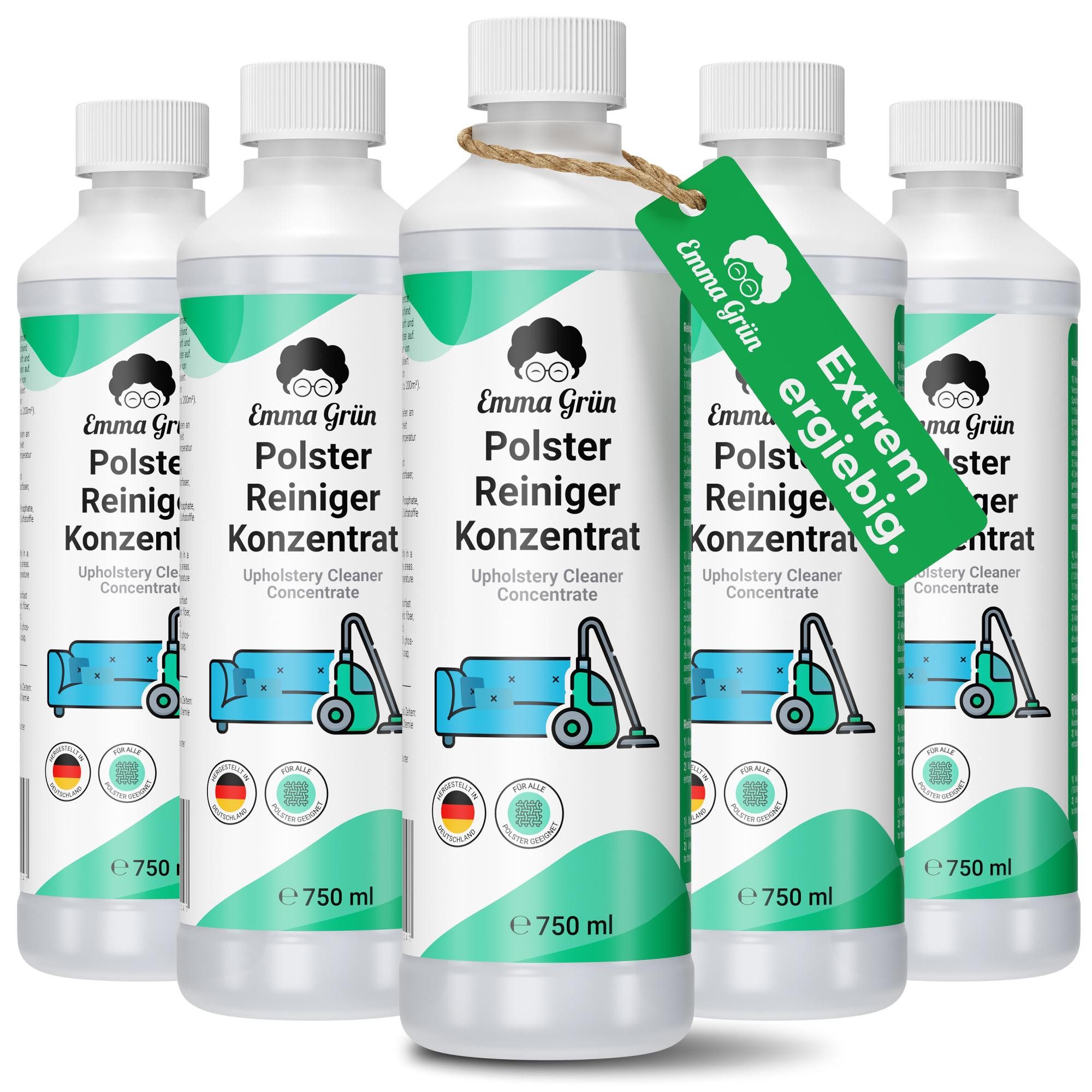 Emma Grün Sofa Reiniger Konzentrat Polsterreiniger (1x Polster Konzentrat 750 ml, 2x Polster Konzentrat 750 ml, 5x Polster Konzentrat 750 ml)