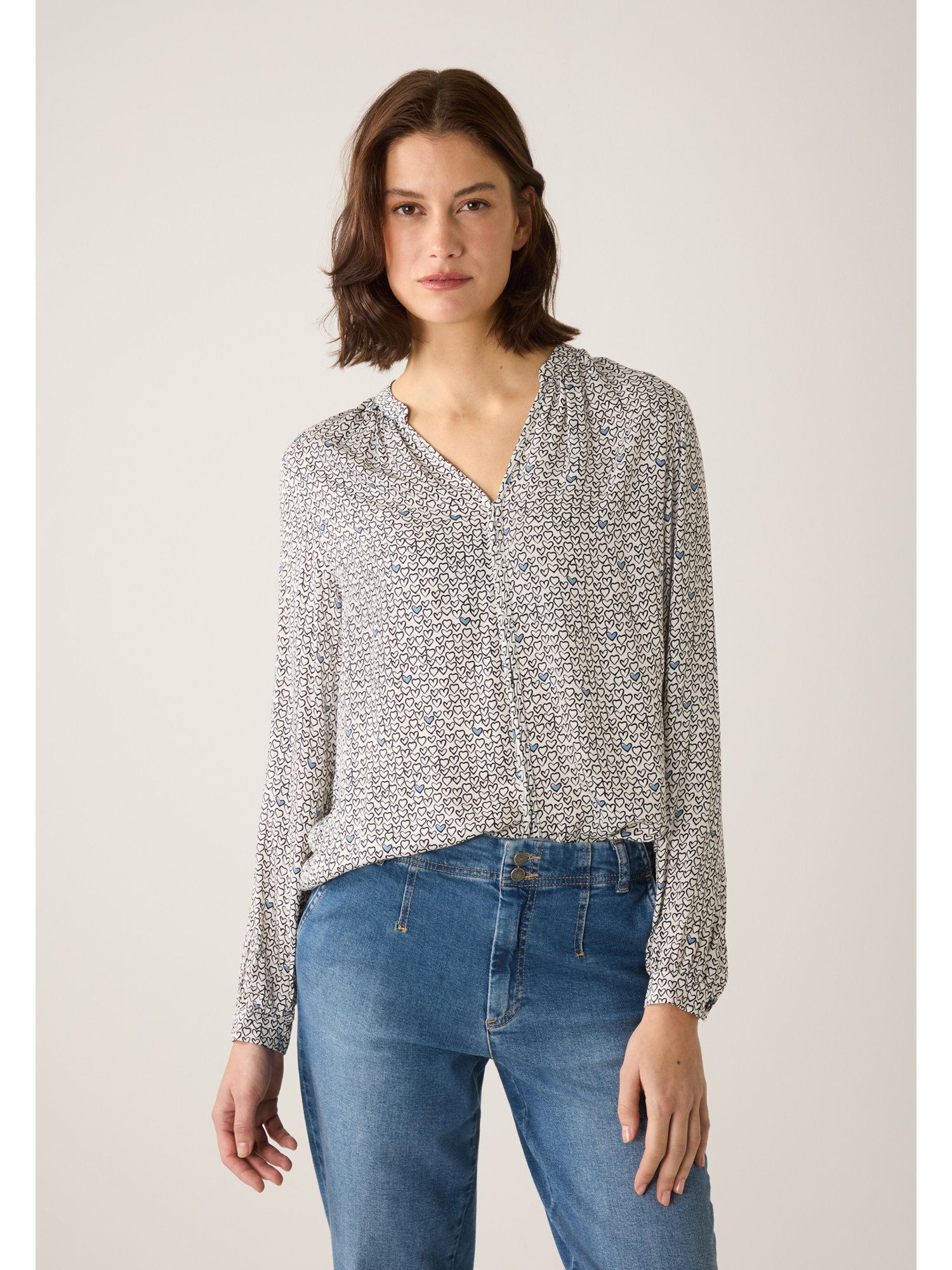 MORE&MORE Langarmbluse süße Langarmbluse, Herzchen günstig online kaufen