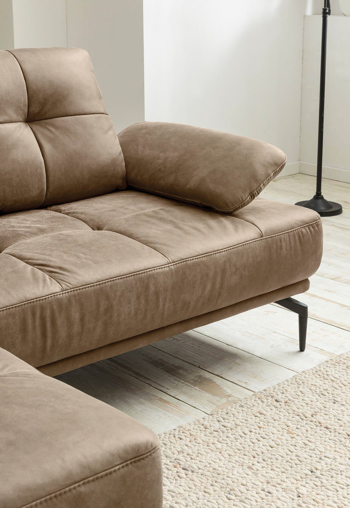 exxpo - sofa fashion Sitztiefenverstellung, Metallfüße Inklusive Ecksofa, Armlehnenverstellung