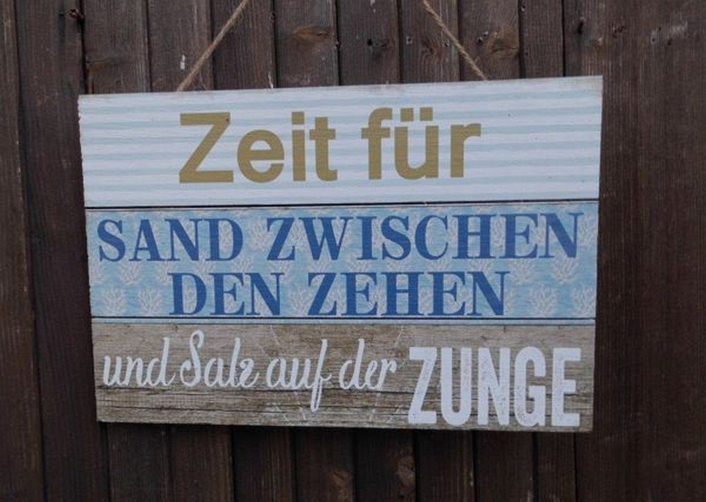 Deko-Impression Wanddekoobjekt Schild : Zeit für Sand zwischen den Zehen - a. Kordel Geschenk 30 cm (1 St)