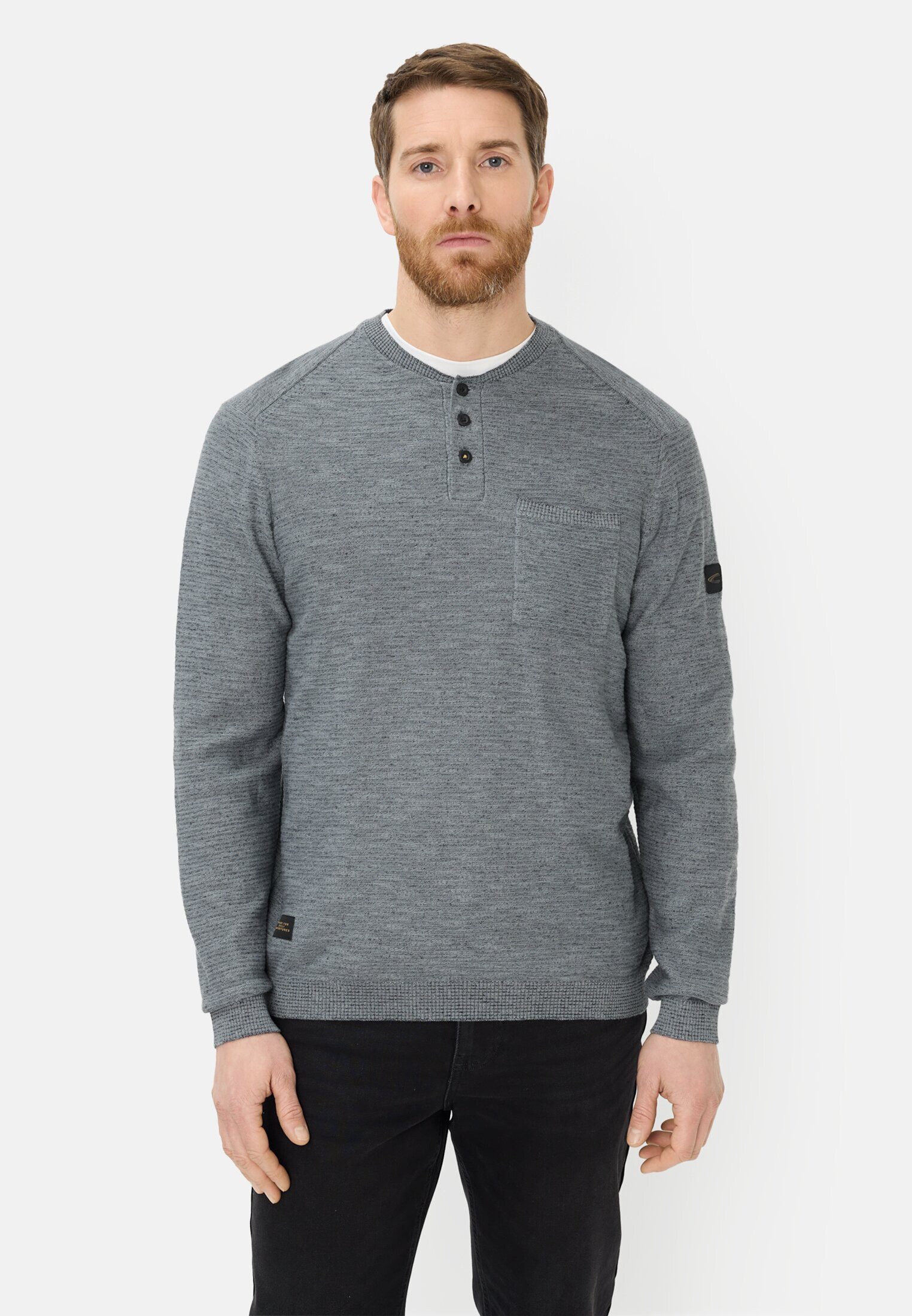 camel active Henleyshirt mit Henley Kragen Langarm
