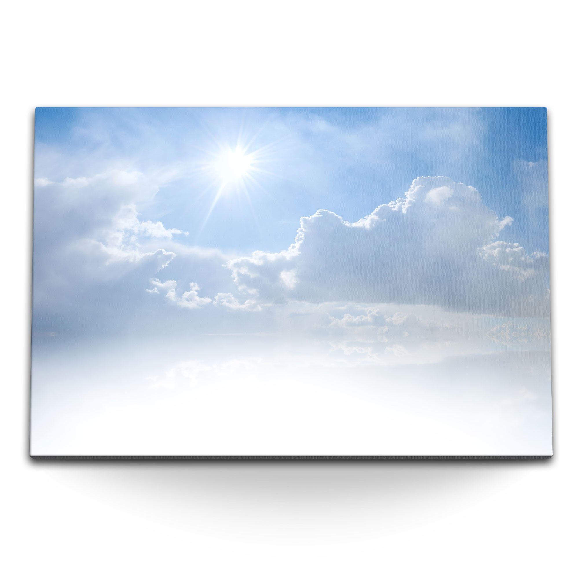Sinus Art Leinwandbild 120x80cm Wandbild auf Leinwand Blauer Himmel Sonne Wolken Hellblau, (1 St)