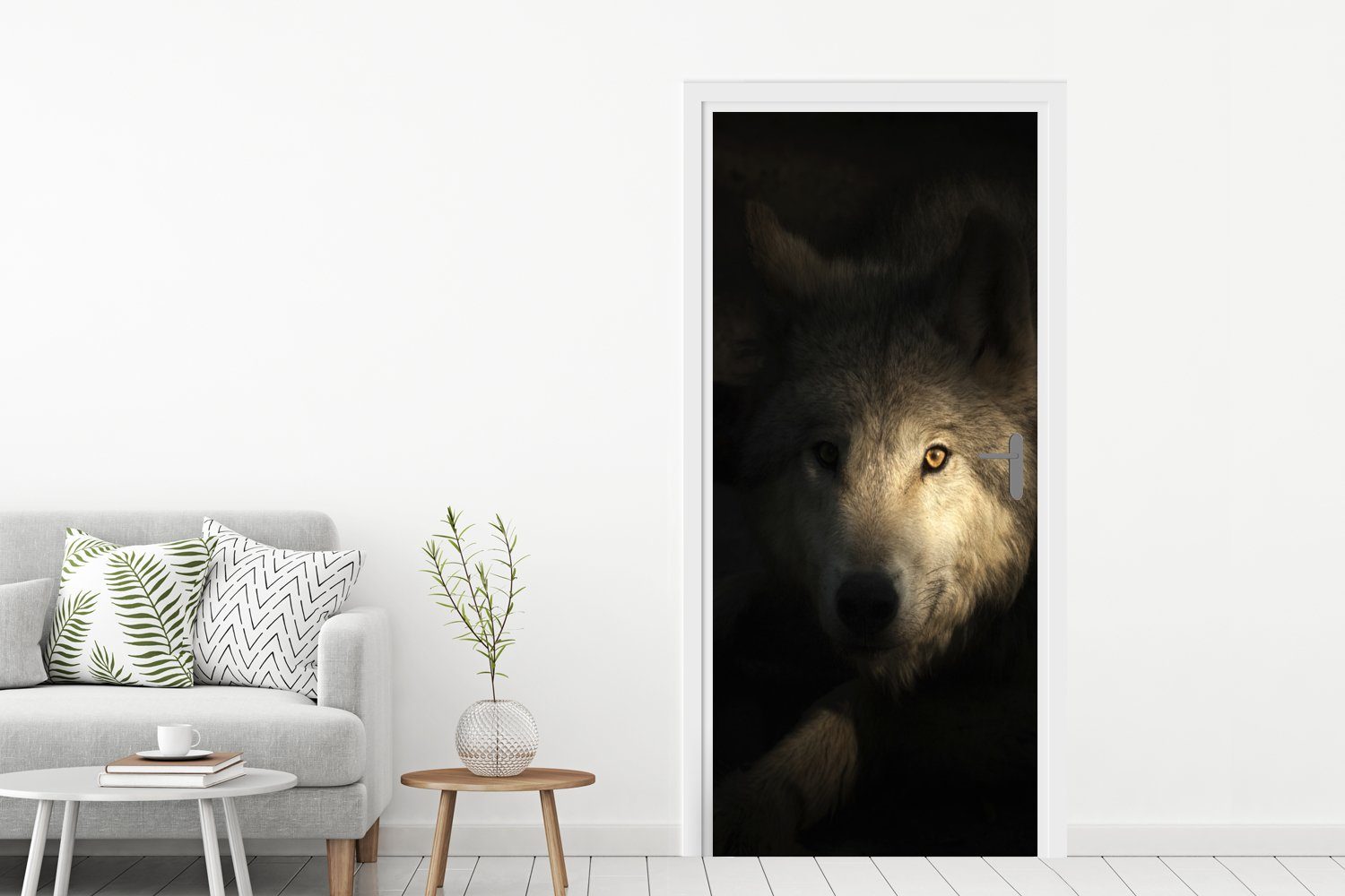 arktischen (1 Porträt Türtapete Tür, Fototapete Türaufkleber, MuchoWow cm Wolfs, St), für 75x205 bedruckt, eines Matt,