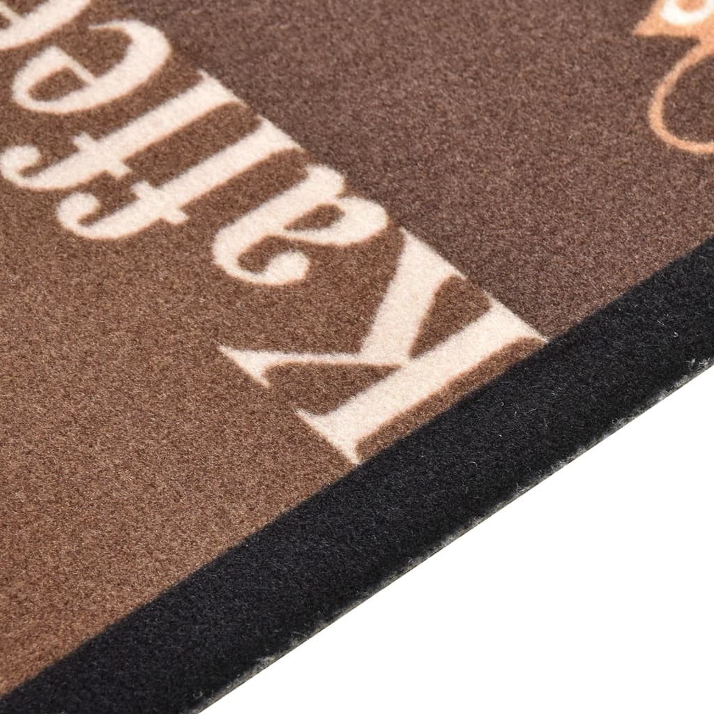 furnicato Teppich Trendige Bodenmatte 180 x 60 cm in Kaffee-Aufdruck Braun, 60 x 180 cm, Maschinenwaschbarer Teppichläufer mit rutschfester Latexbasis – Bild 4 von 5