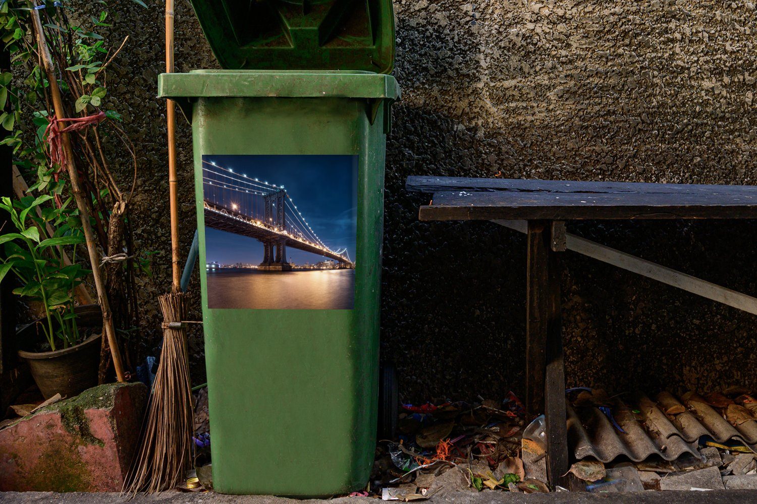 - Mond St), - Wandsticker Sticker, Mülltonne, (1 York MuchoWow Abfalbehälter Manhattan New Mülleimer-aufkleber, Container,