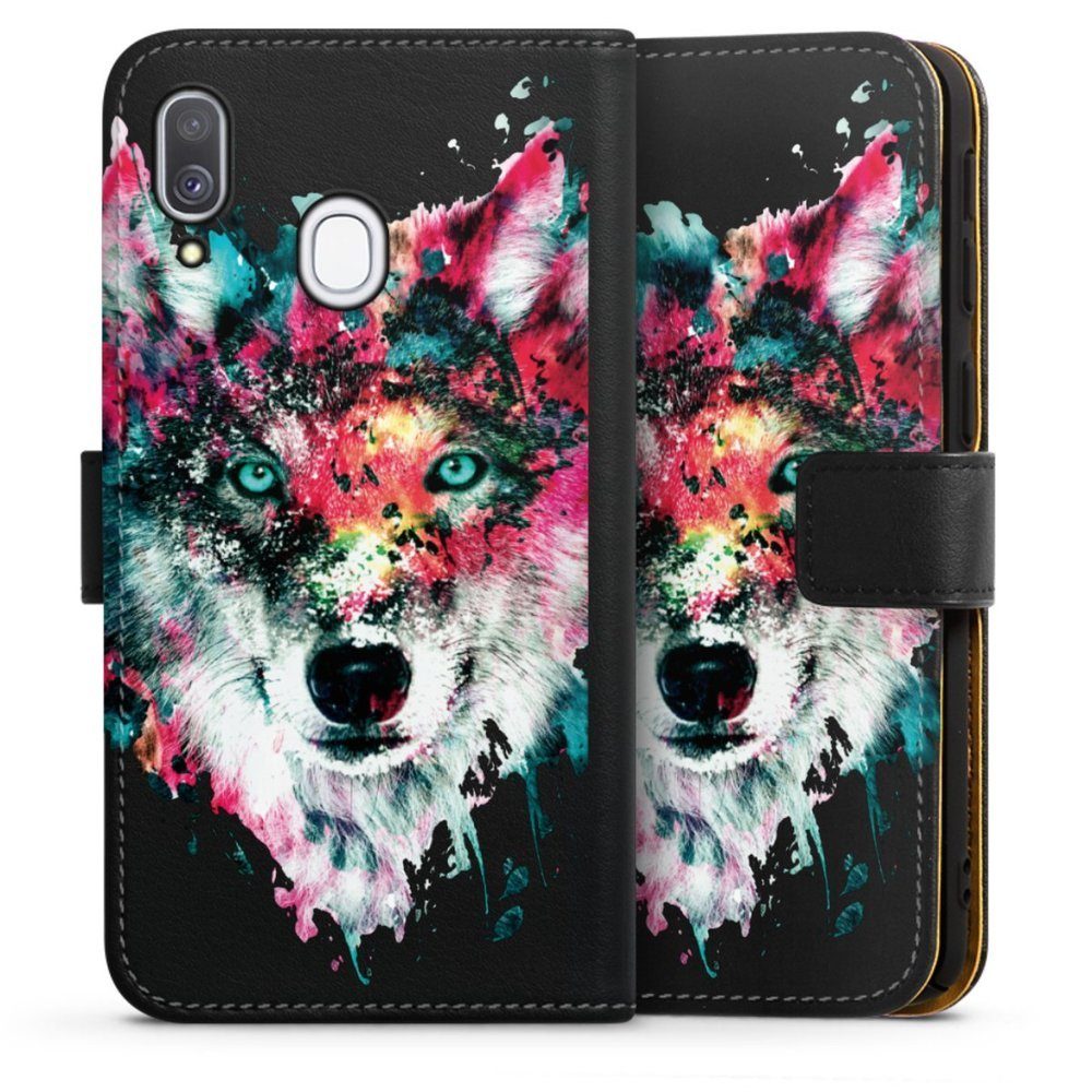 DeinDesign Handyhülle Riza Peker Wolf bunt Wolve ohne Hintergrund, Samsung  Galaxy A40 Hülle Handy Flip Case Wallet Cover