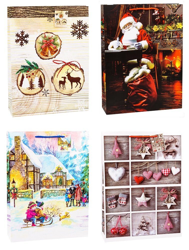 TSI Geschenkpapier 12 große Geschenktüten 33x10x44cm - Weihnachten 7, Geschenktüte 33 x 10 x 44 cm (B x T x H) | Geschenkpapier