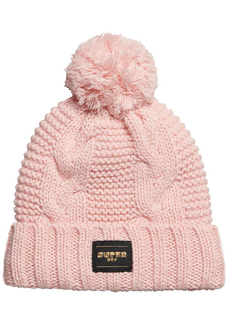 BEANIE Beanie KNIT HAT CABLE Pink Superdry