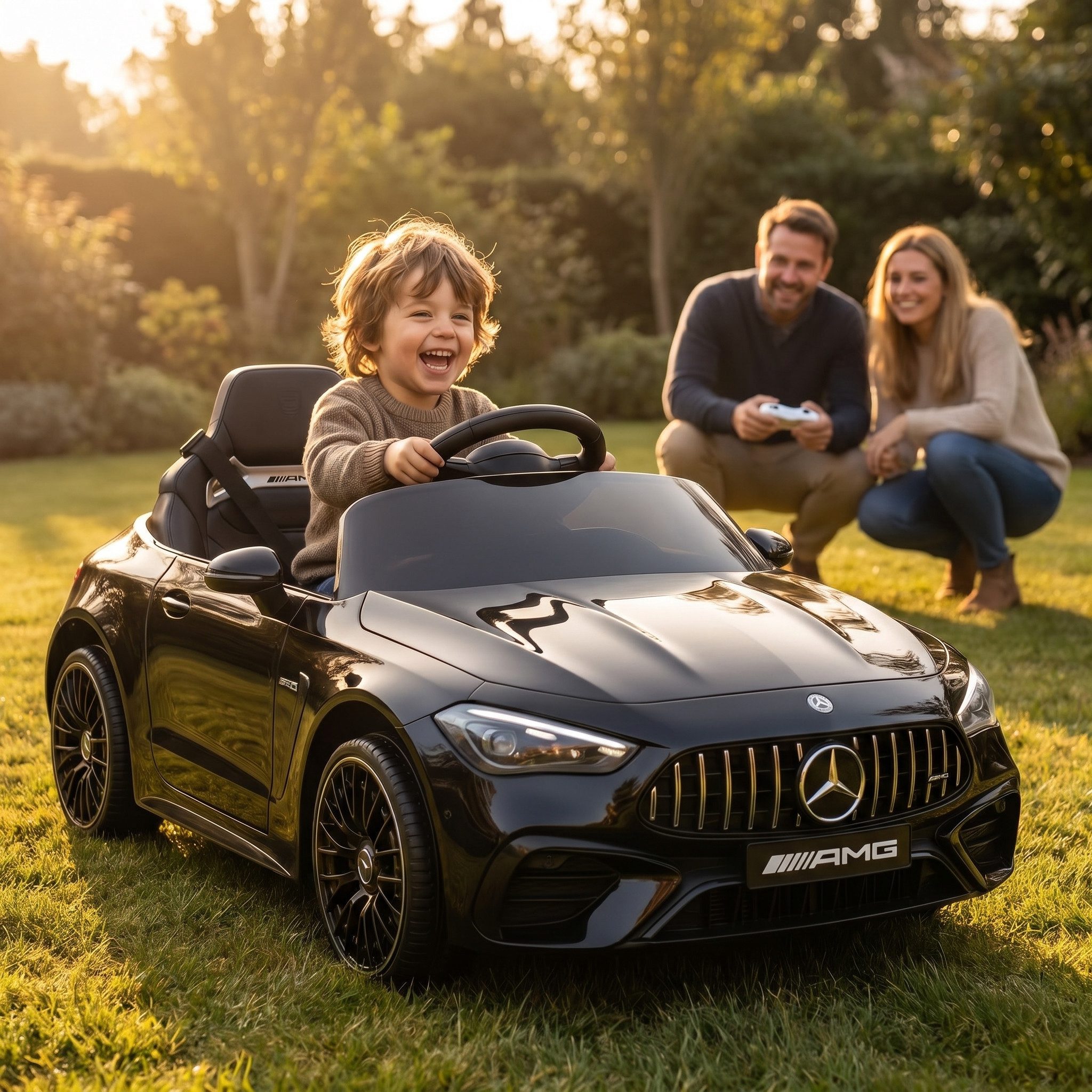 Actionbikes Motors Elektro-Kinderauto Mercedes AMG CLE 53 Fernbedienung & Bremsautomatik, Warnton beim Rückwärtsfahren, Soft-Start, Motorsound beim Starten