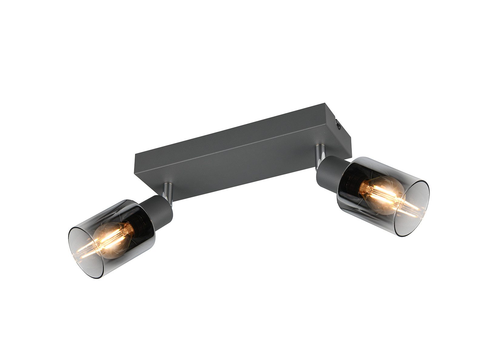 Reality Leuchten LED Deckenstrahler mit 2 Glas Lampenschirmen Chrom, B: 27cm, Dimmfunktion, LED wechselbar, Warmweiß, Strahler Decke 2-flammig für innen, inkl. austauschbaren Leuchtmitteln