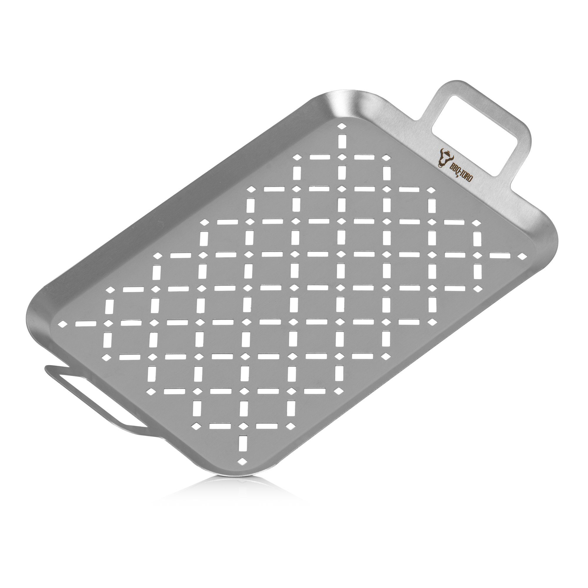 BBQ-Toro Grillplatte Edelstahl Grillschale, 44 x 26 x 4,5 cm, Grillpfanne, Gemüseschale