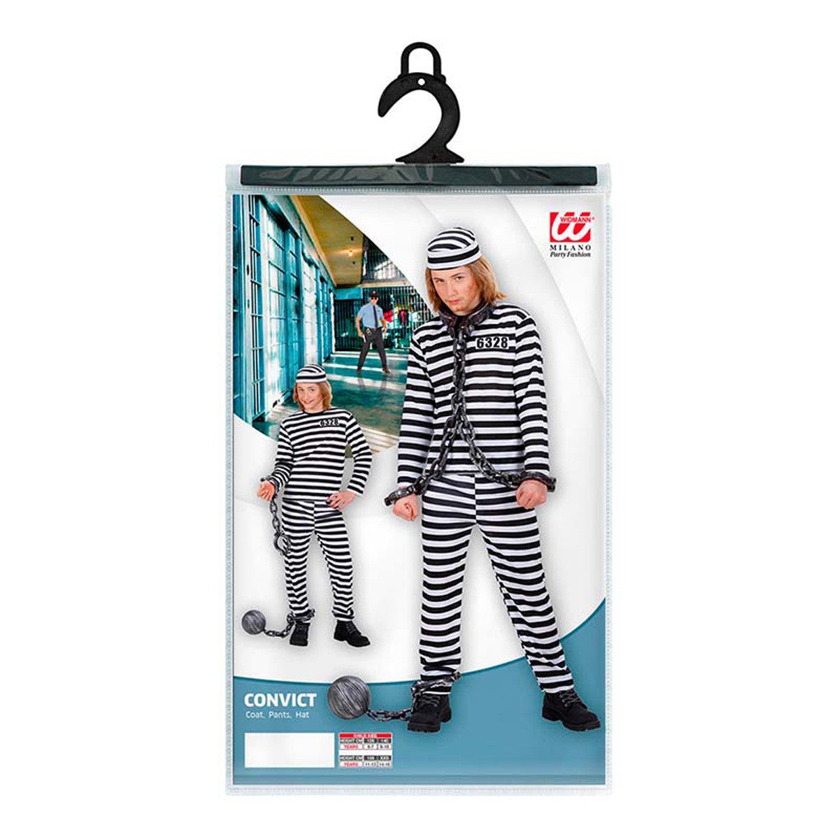 Widmann S.r.l. Polizei-Kostüm Kostüm Kid Sträfling Schwarz Weiß