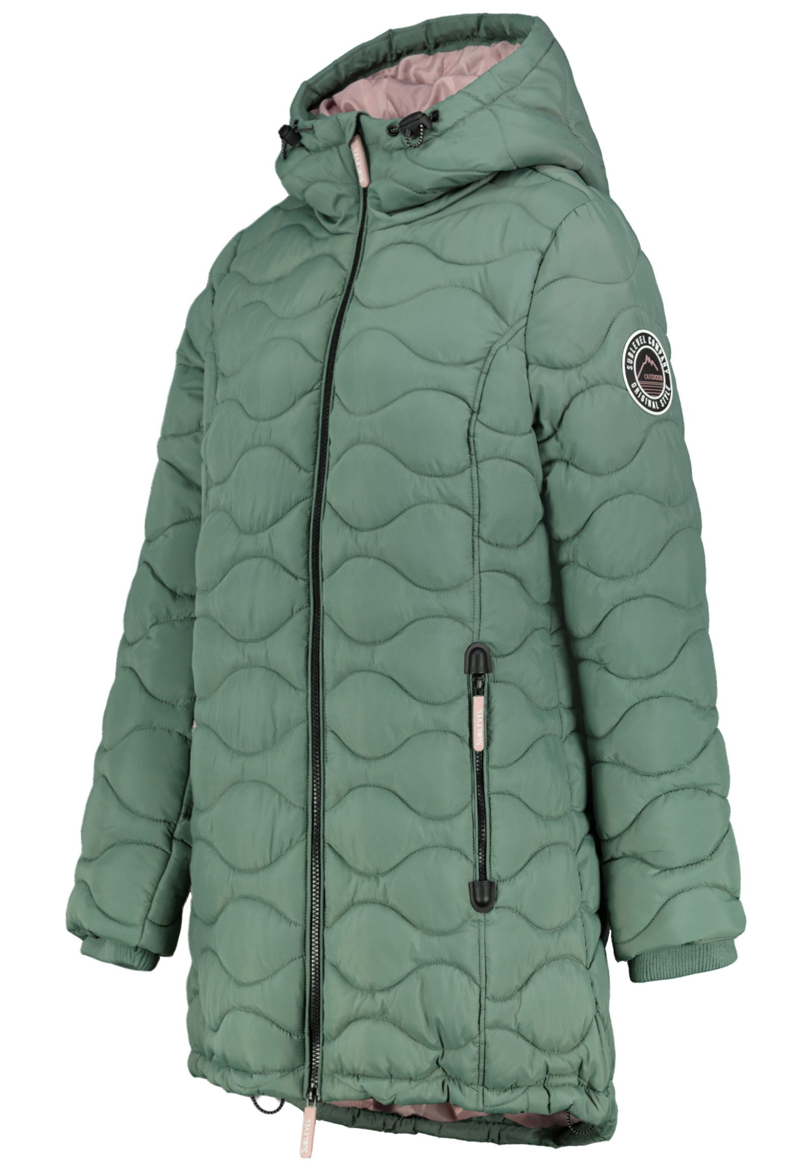 SUBLEVEL Steppjacke Damen Mantel mit Kapuze Parka lange Winter Jacke günstig online kaufen