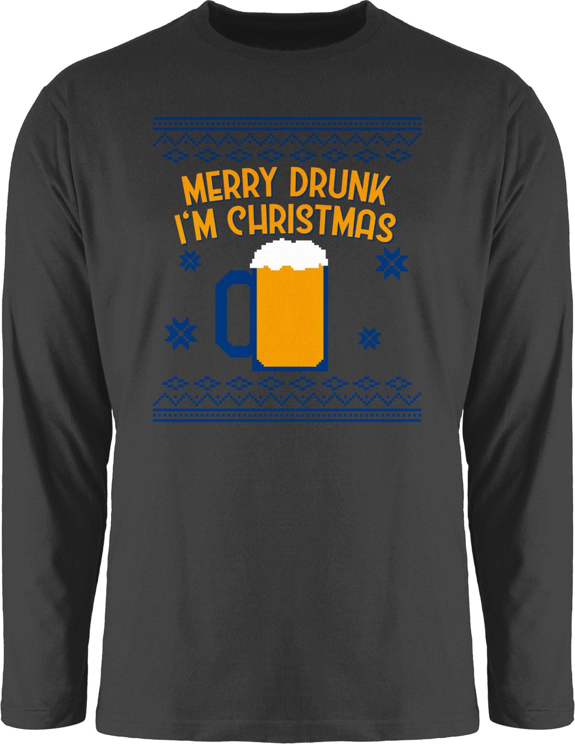 Shirtracer Rundhalsshirt Ugly Christmas I'm Weihachten Schwarz Christmas Drunk Kleidung Merry 2