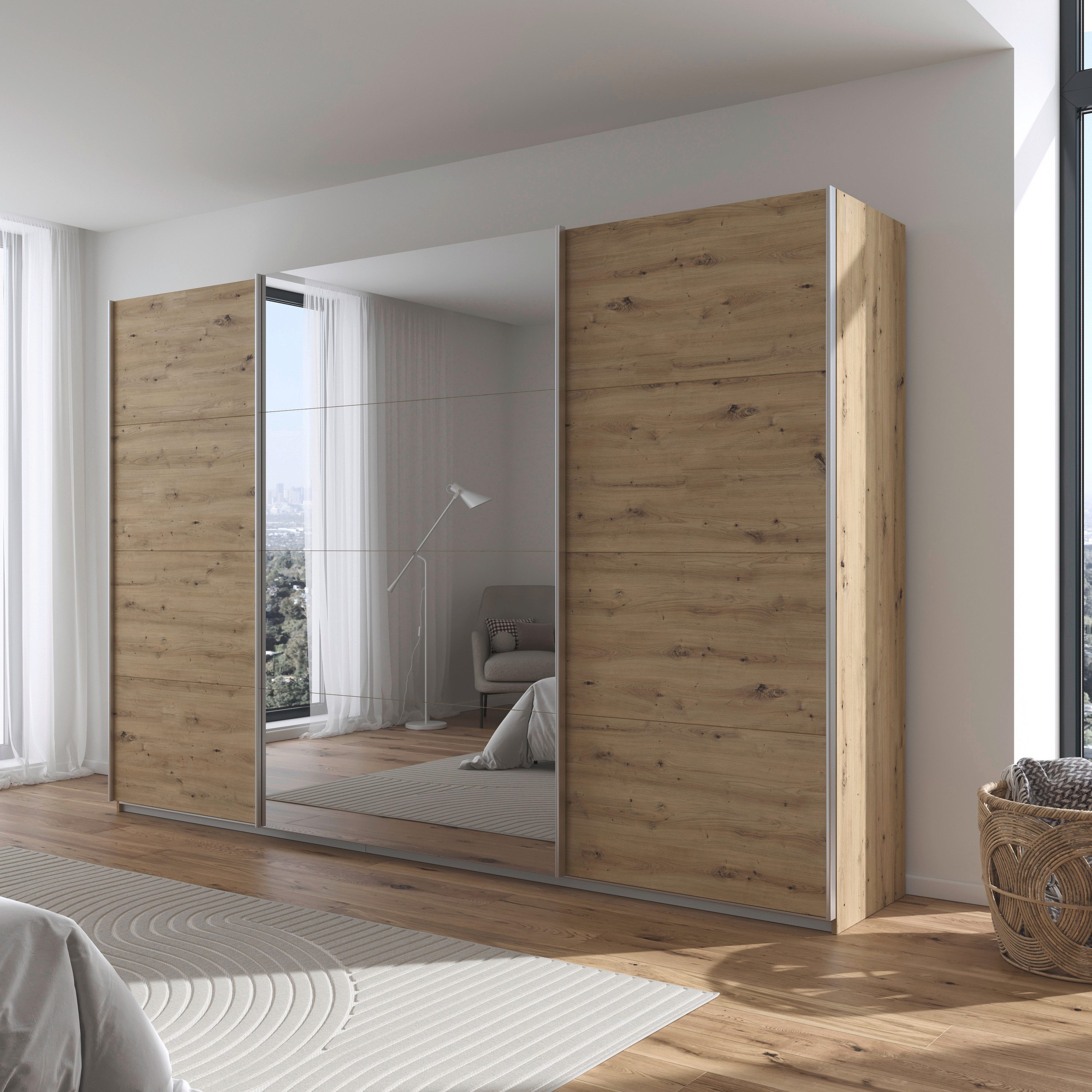 OTTO home Schwebetürenschrank Kleiderschrank Schrank Schlafzimmerschrank Garderobe AGORDO (Breiten 203/271/315/360 cm in drei Griff-Farben - NEU: Farbe SCHWARZ) Top Innenausstattung, in 4 Breiten und 2 Höhen MADE IN GERMANY