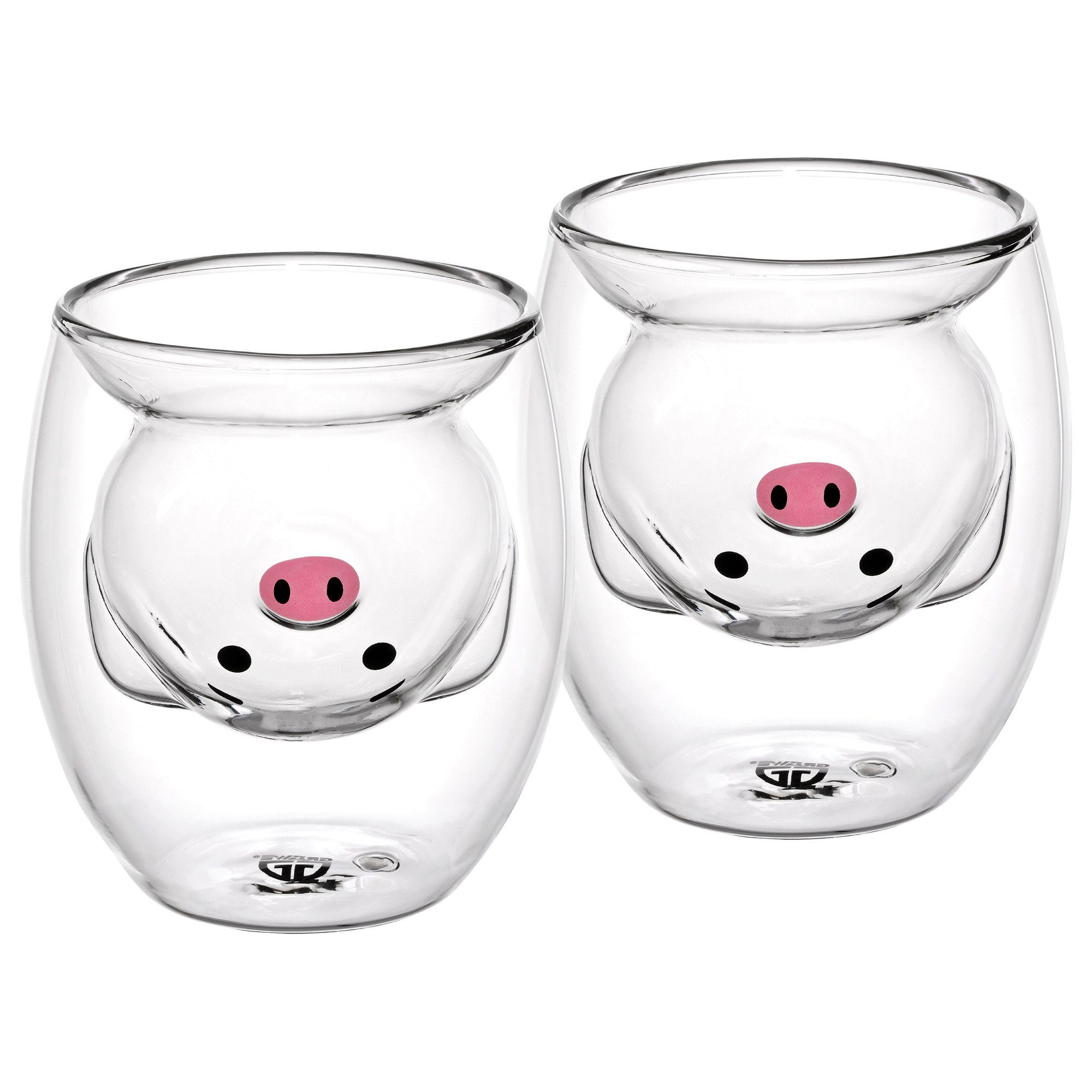 Glas GRÄWE Doppelwandige-Thermogläser, 200ml, 2er Set, Motiv Schwein
