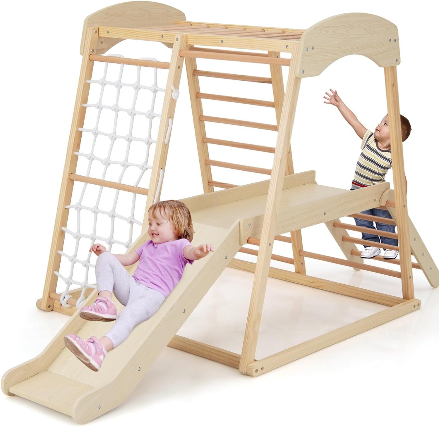 KOMFOTTEU Klettergerüst Kletterspielzeug, Indoor aus Holz günstig online kaufen