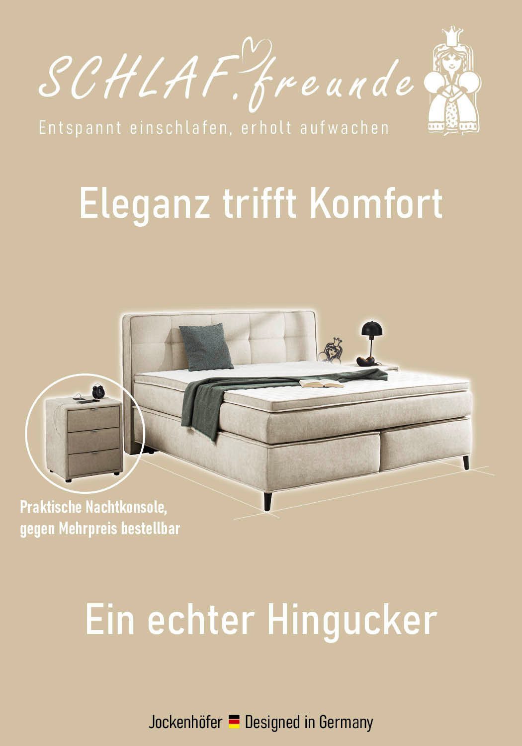 Jockenhöfer Gruppe Boxspringbett Capello, 7-Zonen-TTFK-Matratze, KS-Topper, 160x200 cm oder 180x200 cm, verschiedene Härtegrade wählbar