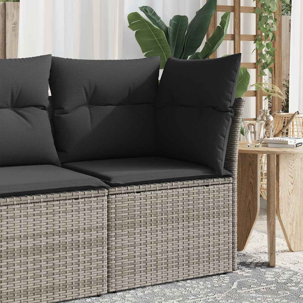 vidaXL Loungesofa Garten-Ecksofa mit Kissen Grau Poly Rattan, 1 Teile