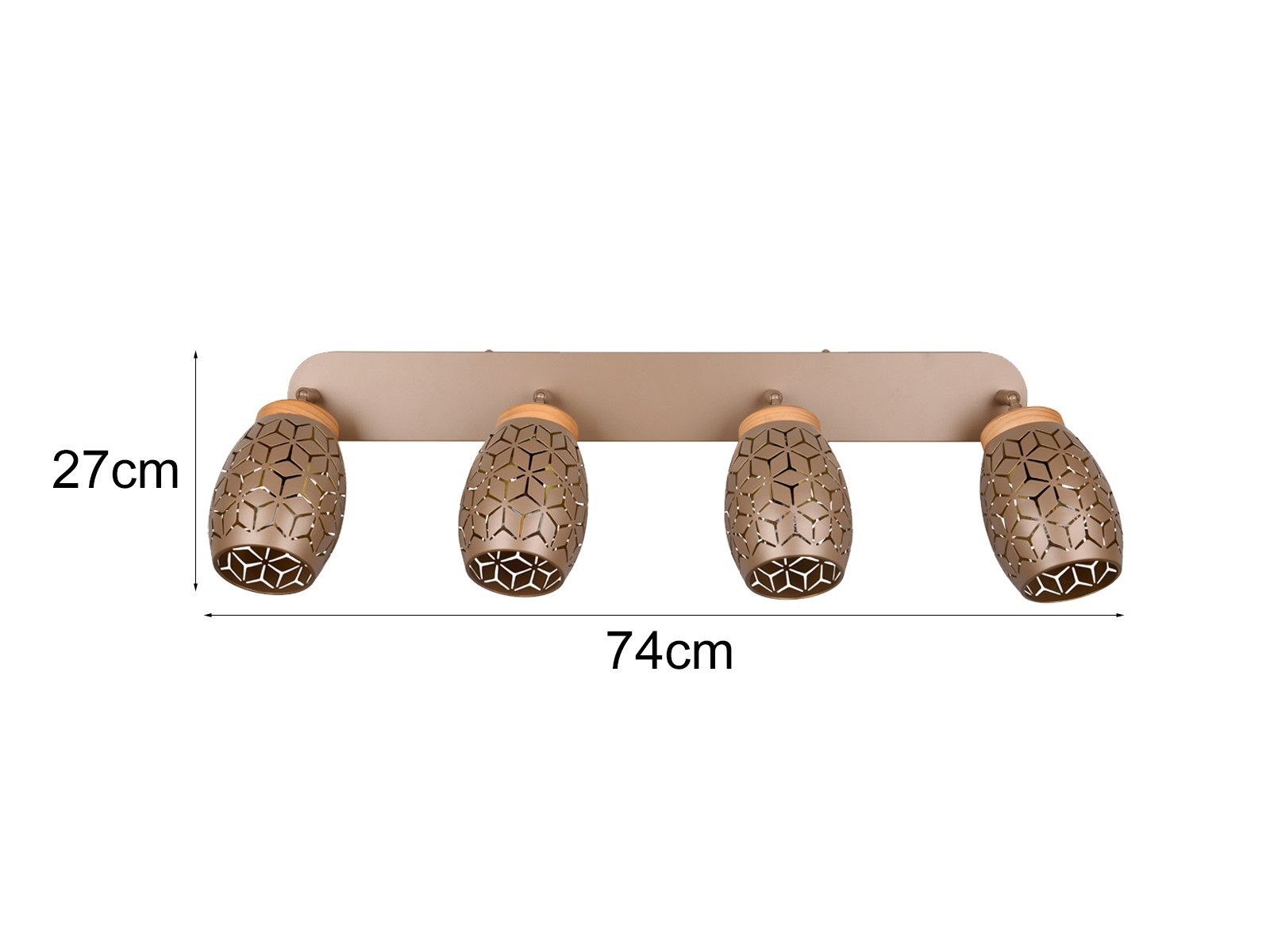 Reality Leuchten LED Deckenstrahler, Dimmfunktion, LED wechselbar, über Lichtschalter in 3 Stufen dimmbar, warmweiß, Licht-strahler innen orientalische Spot-s Treppenhaus Decke, B: 74cm