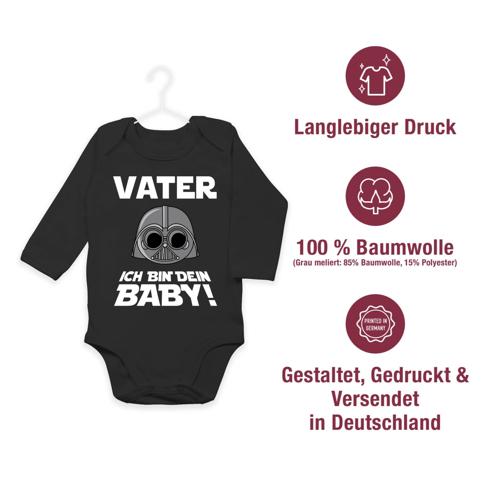 Shirtracer Baby Baby Vater Geschenk Schwarz dein bin Shirtbody ich Vatertag 1