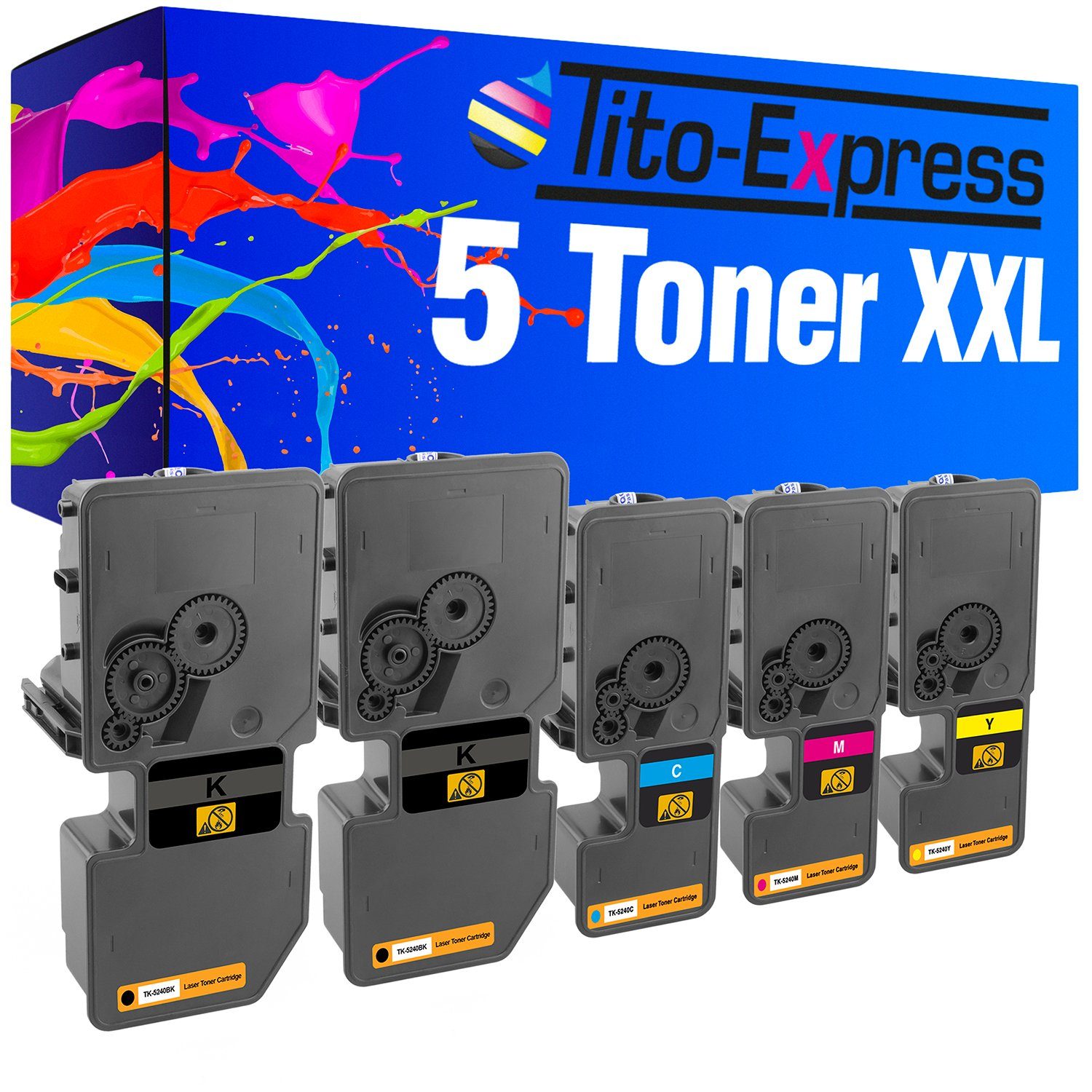 Tito-Express Tonerpatrone 5er Set ersetzt Kyocera TK-5240 TK5240, (Multipack, 2x Black, 1x Cyan, 1x Magenta, 1x Yellow), für ECOSYS M5526cdw M5526cdn P5026cdw P5026cdn