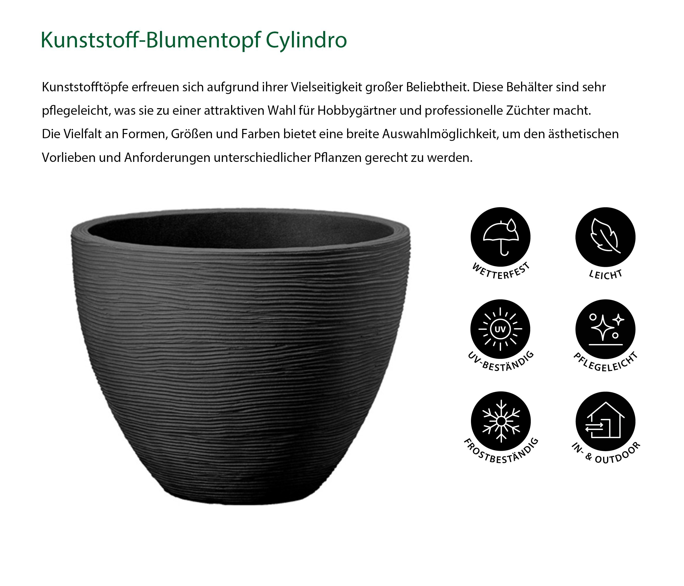 Dehner Blumentopf San Diego, versch. Größen, Kunststoff, Stilvoller, robuster Blumentopf für den Garten, wetterfest