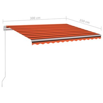 vidaXL Markise Markise Manuell Einziehbar mit LED 300x250 cm Orange und Braun