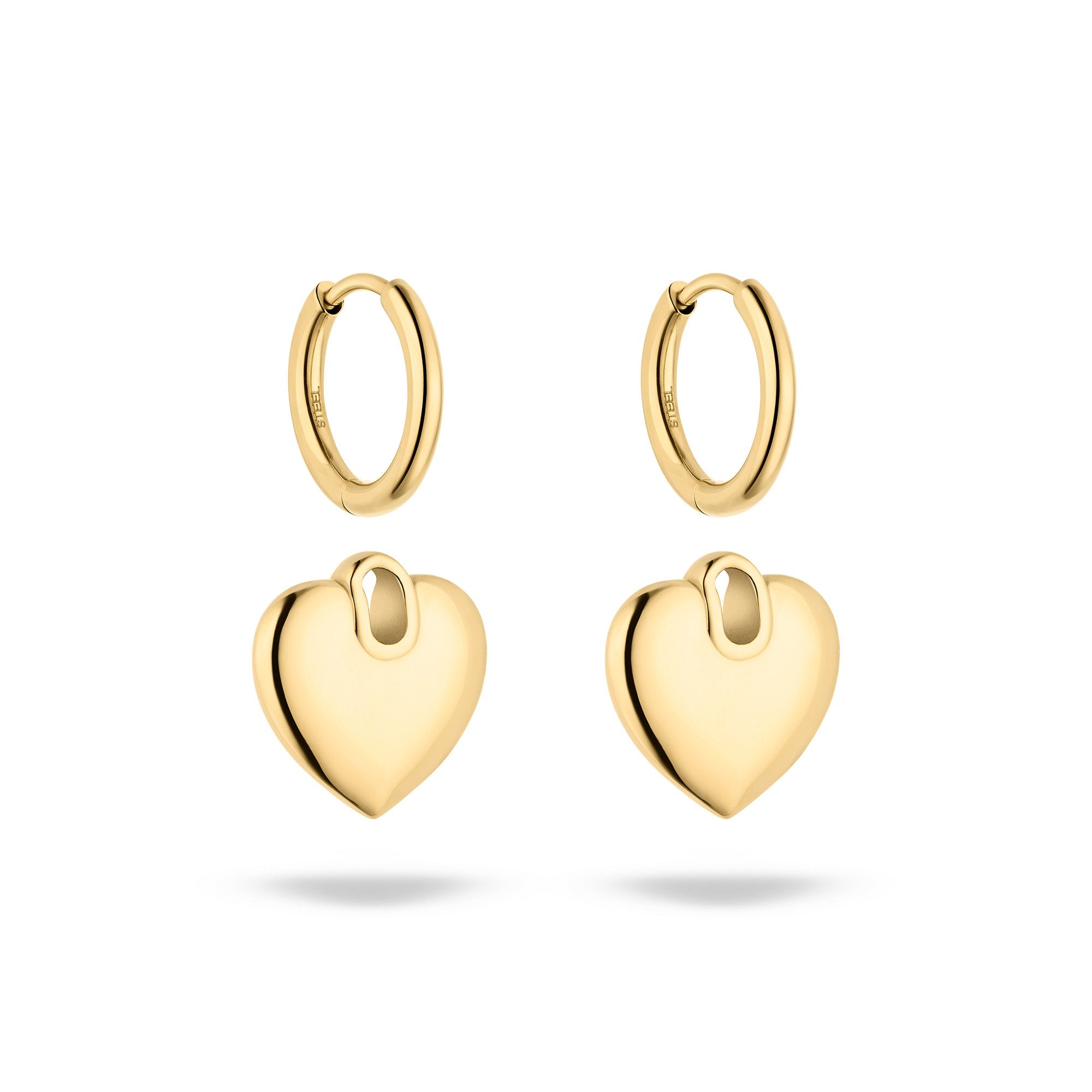 s.Oliver Paar Creolen mit abnehmbaren Einhängern Herz, Chunky Heart