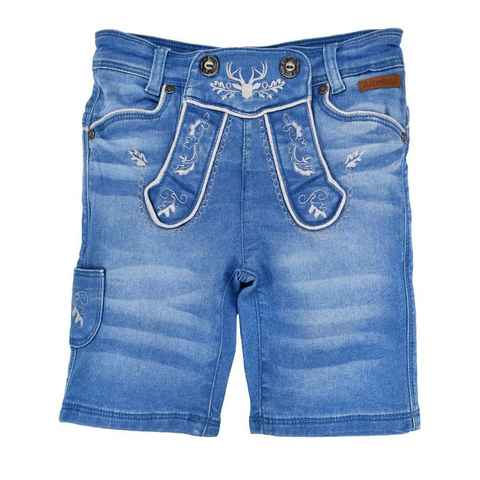 BONDI Trachtenlederhose BONDI Jungen Trachten Jeans Bermuda 29909, Blue D
