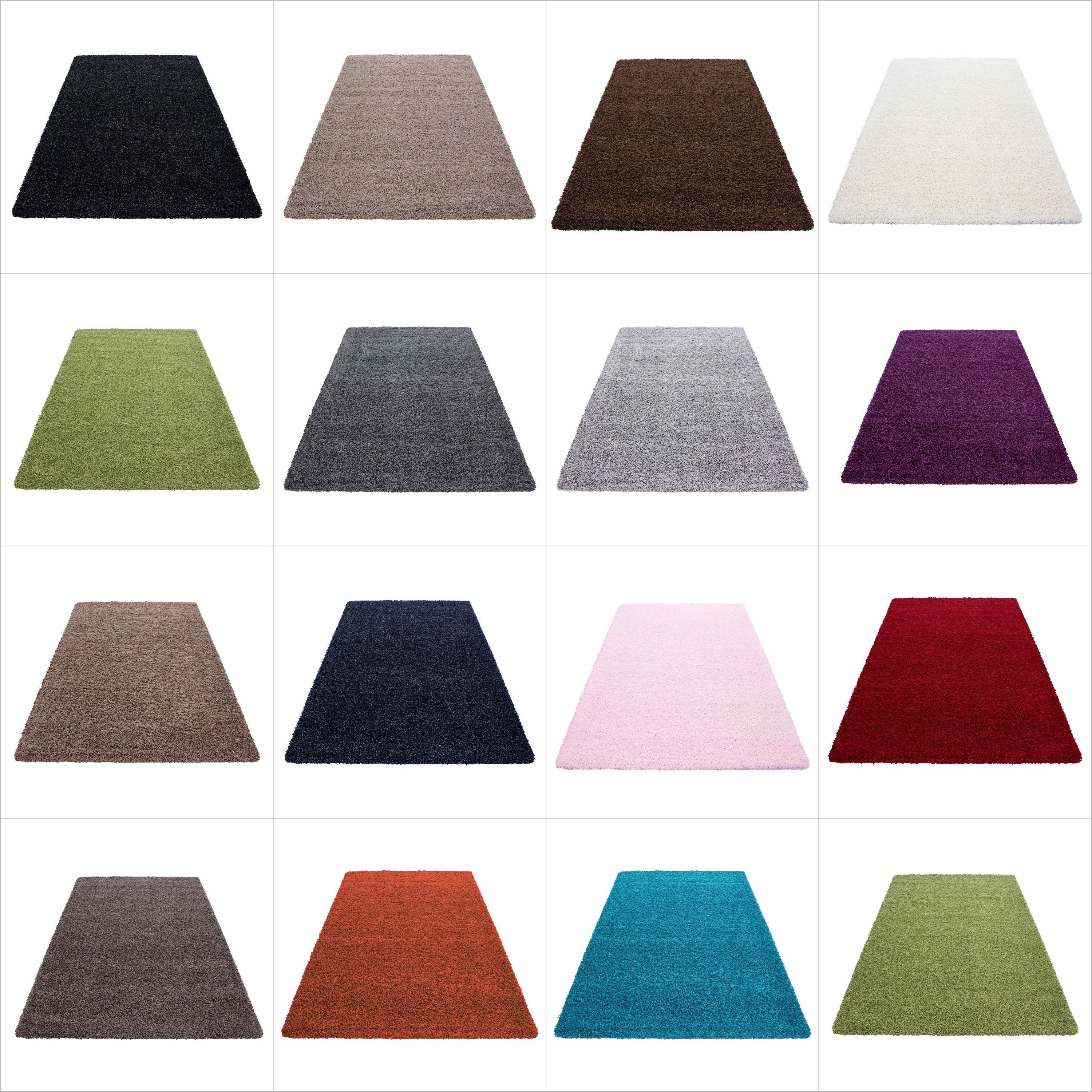 Teppium Teppich Unicolor - Einfarbig, Rund, Höhe: 30 mm, Einfarbig Shaggy Teppich Wohnzimmer Langflor versch. farben und größen