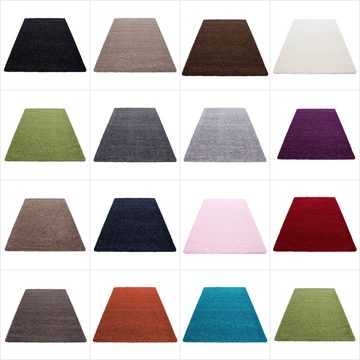 Teppich Unicolor - Einfarbig, Teppium, Rechteckig, Höhe: 30 mm, Einfarbig Shaggy Teppich Wohnzimmer Langflor versch. farben und größen
