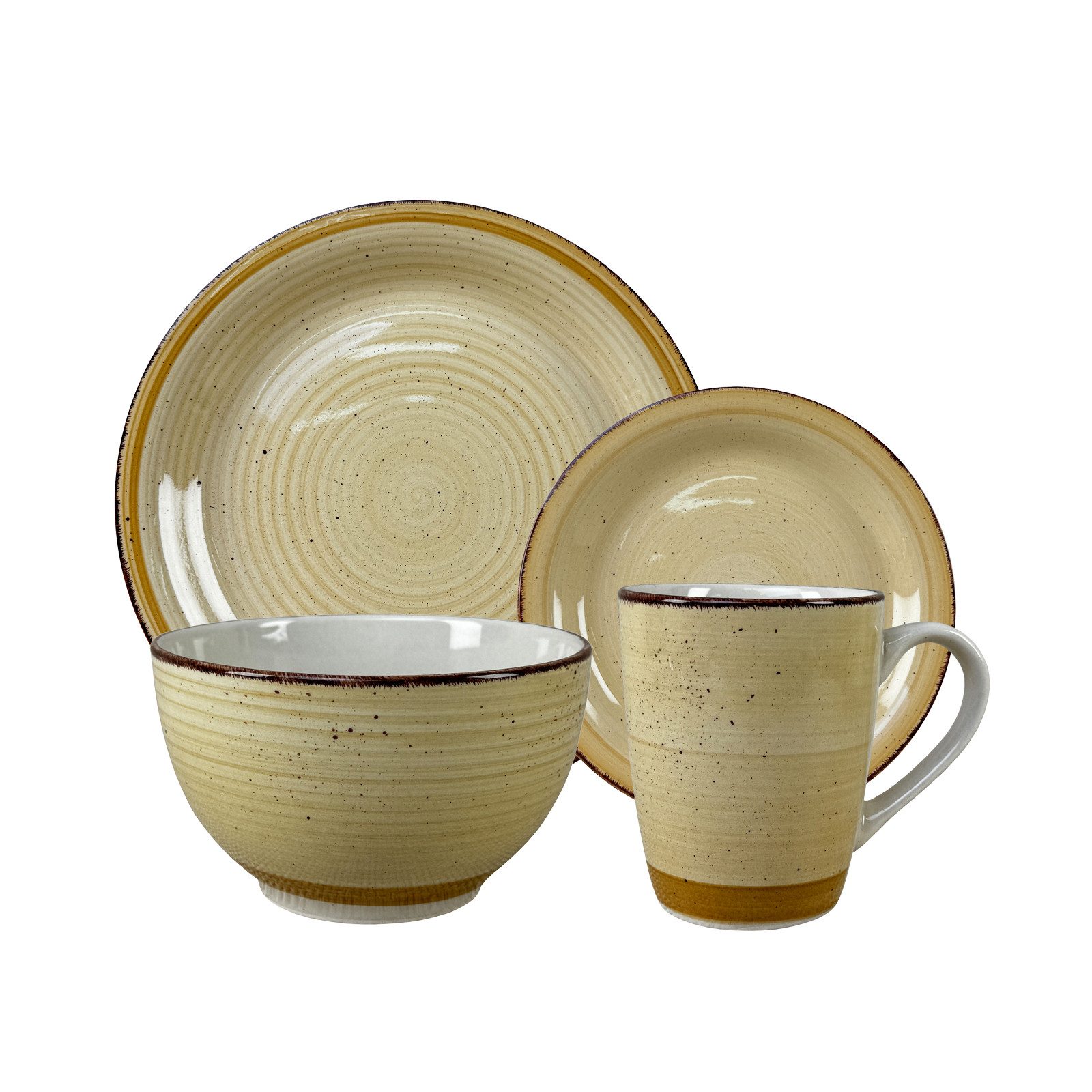 NTK-Collection Frühstücks-Geschirrset Geschirrset 16-teilig beige Antonia (16-tlg), 4 Personen, Keramik, Tafelservice Frühstücksset