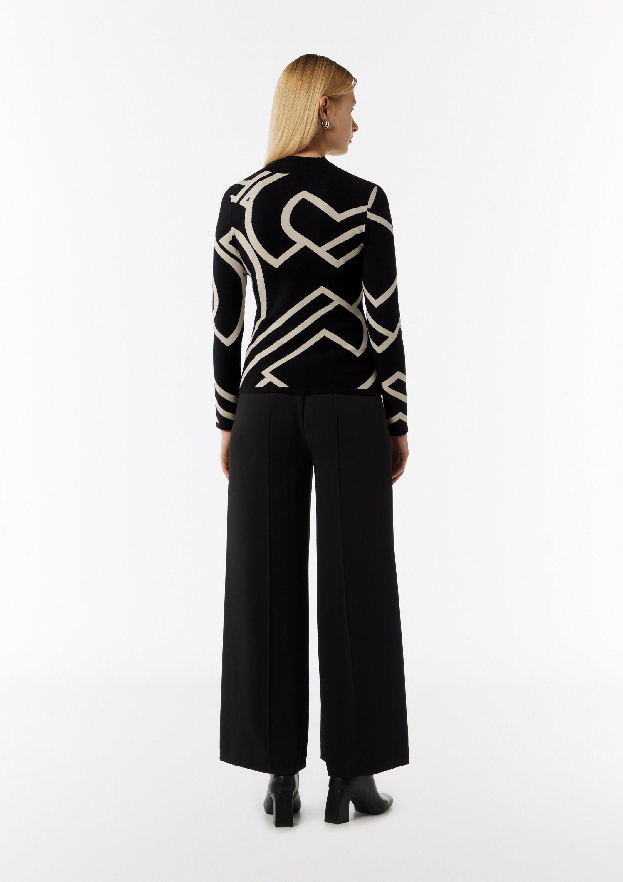 comma Longpullover Strickpullover Feinstrickpullover mit Logo-Design