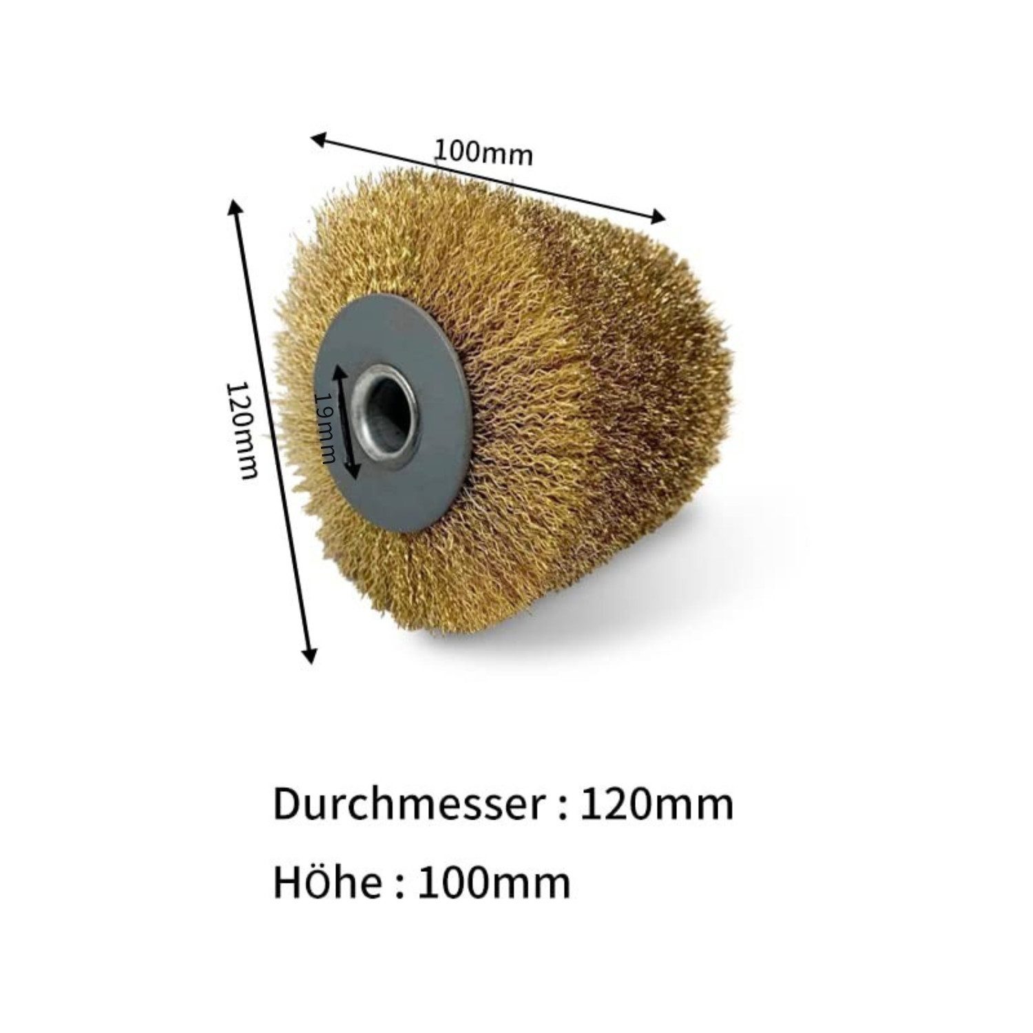 Fanztool Maschinen-Rundbürste FANZTOOL Stahldrahtbürste,Schleifbreite 100mm, Ø120/19mm (Metall) – Bild 2 von 3