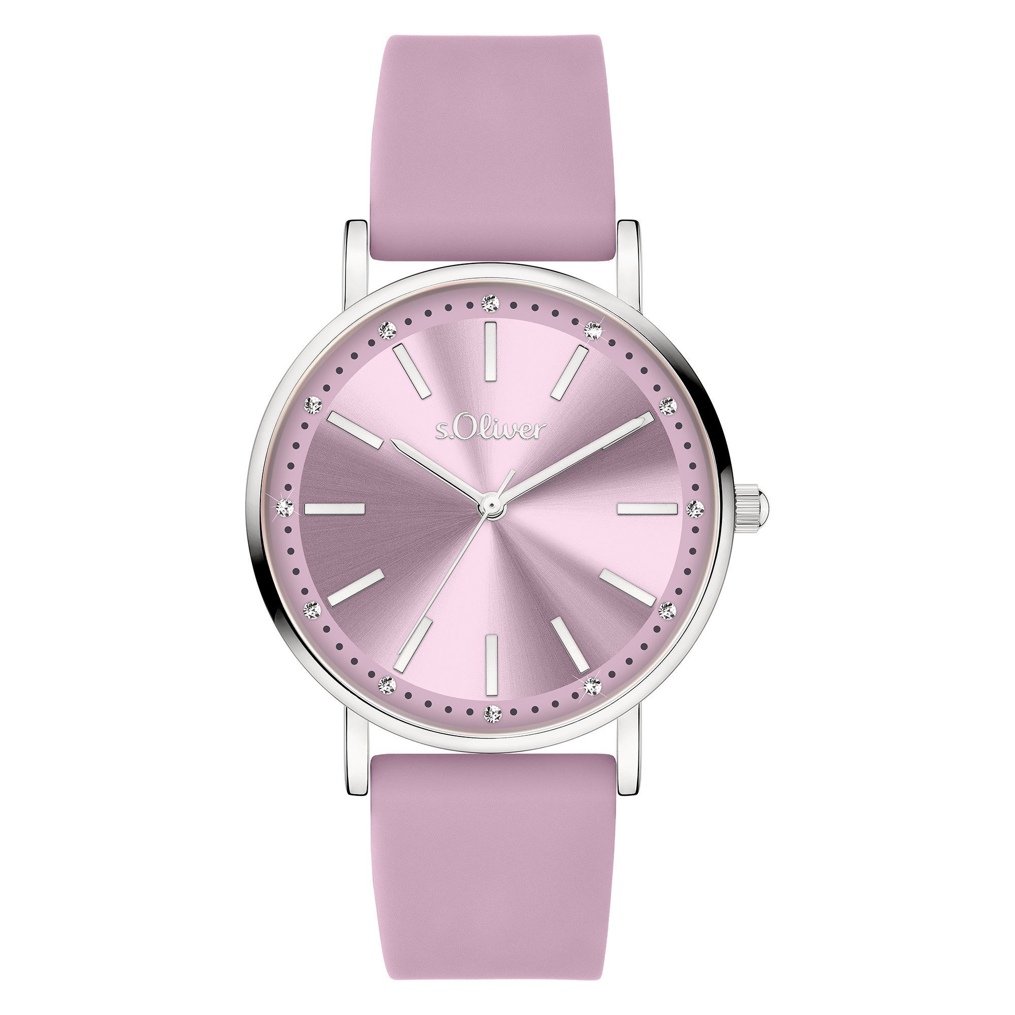 s.Oliver Quarzuhr Modern Statement SO-4481-PQ, Armbanduhr, Damenuhr, Silikonarmband, analog