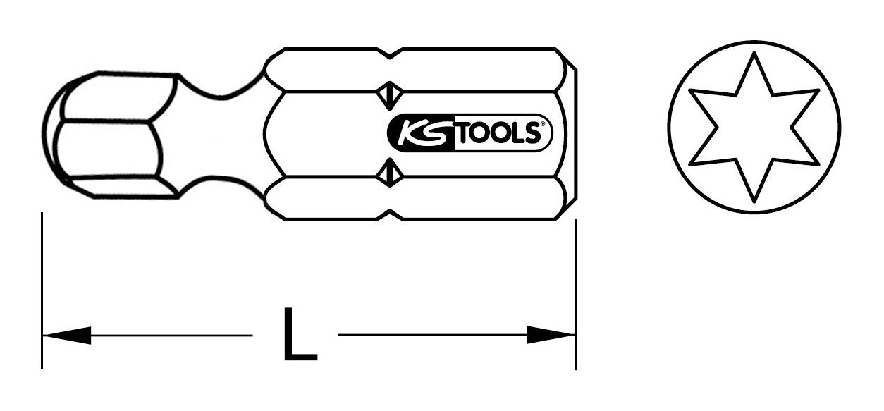 Thumbnail - KS Tools Torx-Bit, 1/4", 25 mm, Kugelkopf, T20