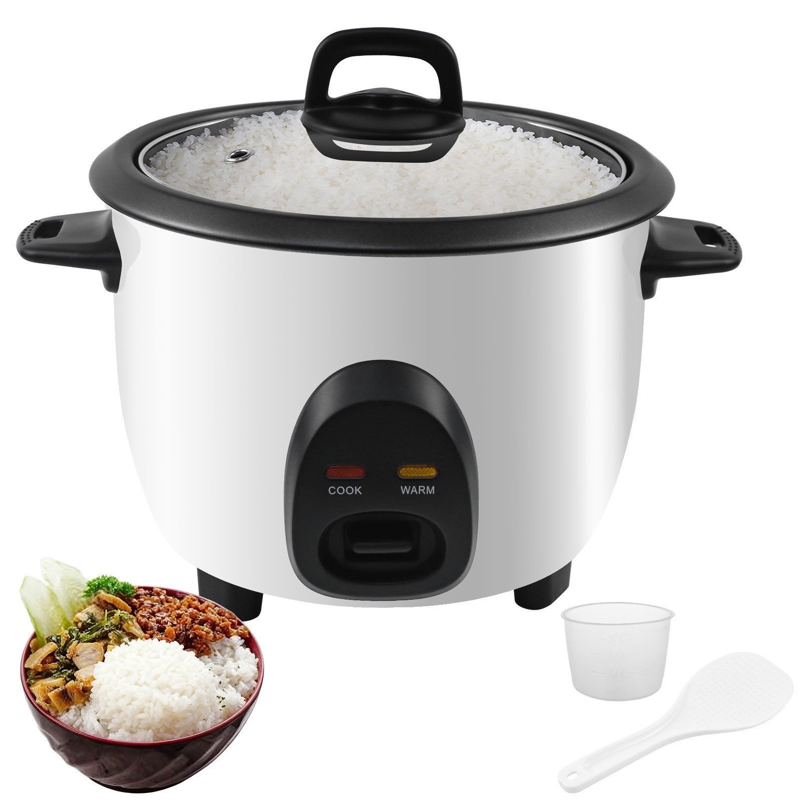 OZAVO Reiskocher OZRC-10 1L Warmhaltefunktion Mit Messbecher und Löffel, 400W, Mini Schnellkochtopf klein reiskocher rice cooker