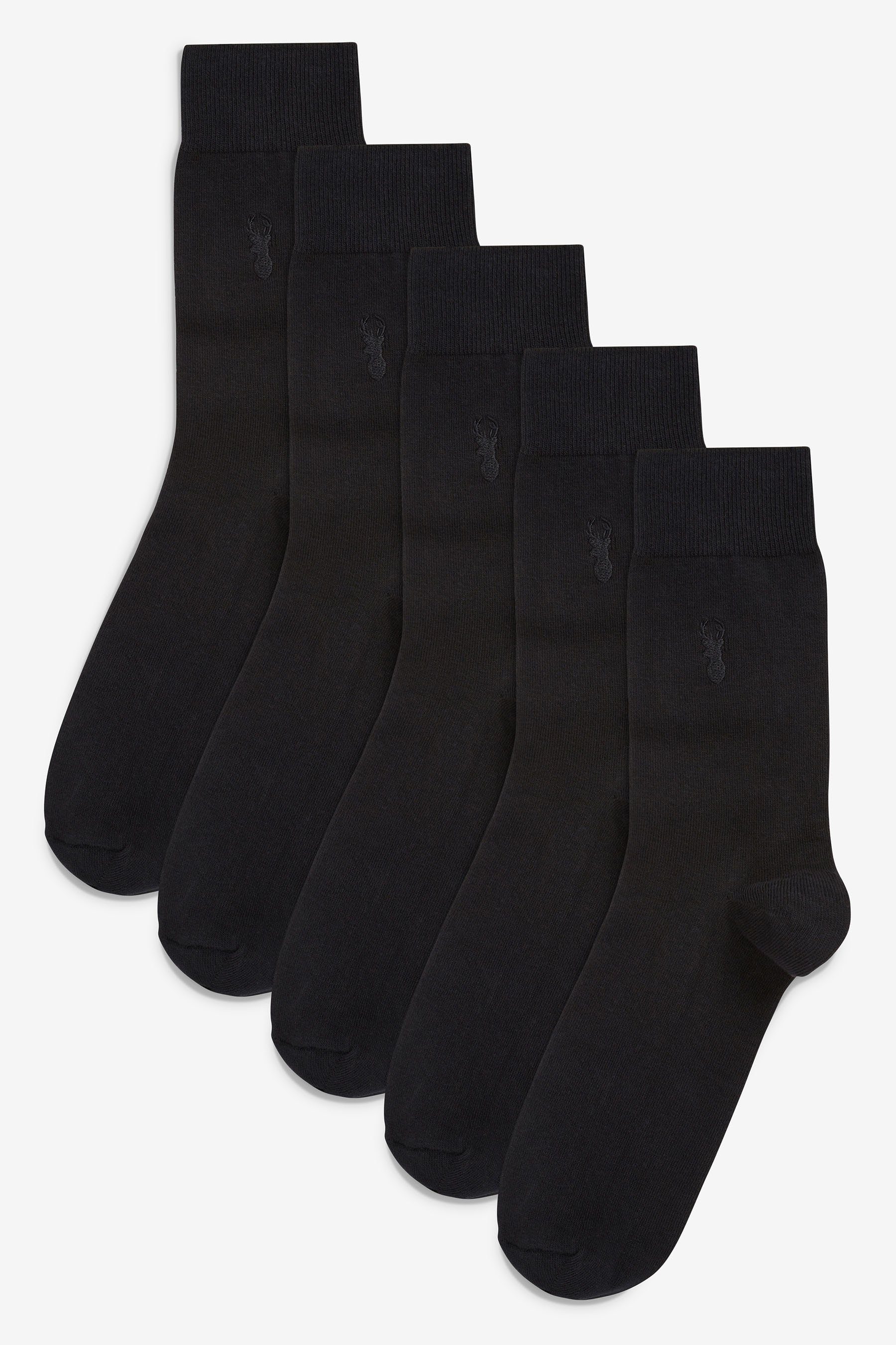 Socken Black Hirsch-Stickerei Kurzsocken (5-Paar) Next 5er-Pack Stag mit
