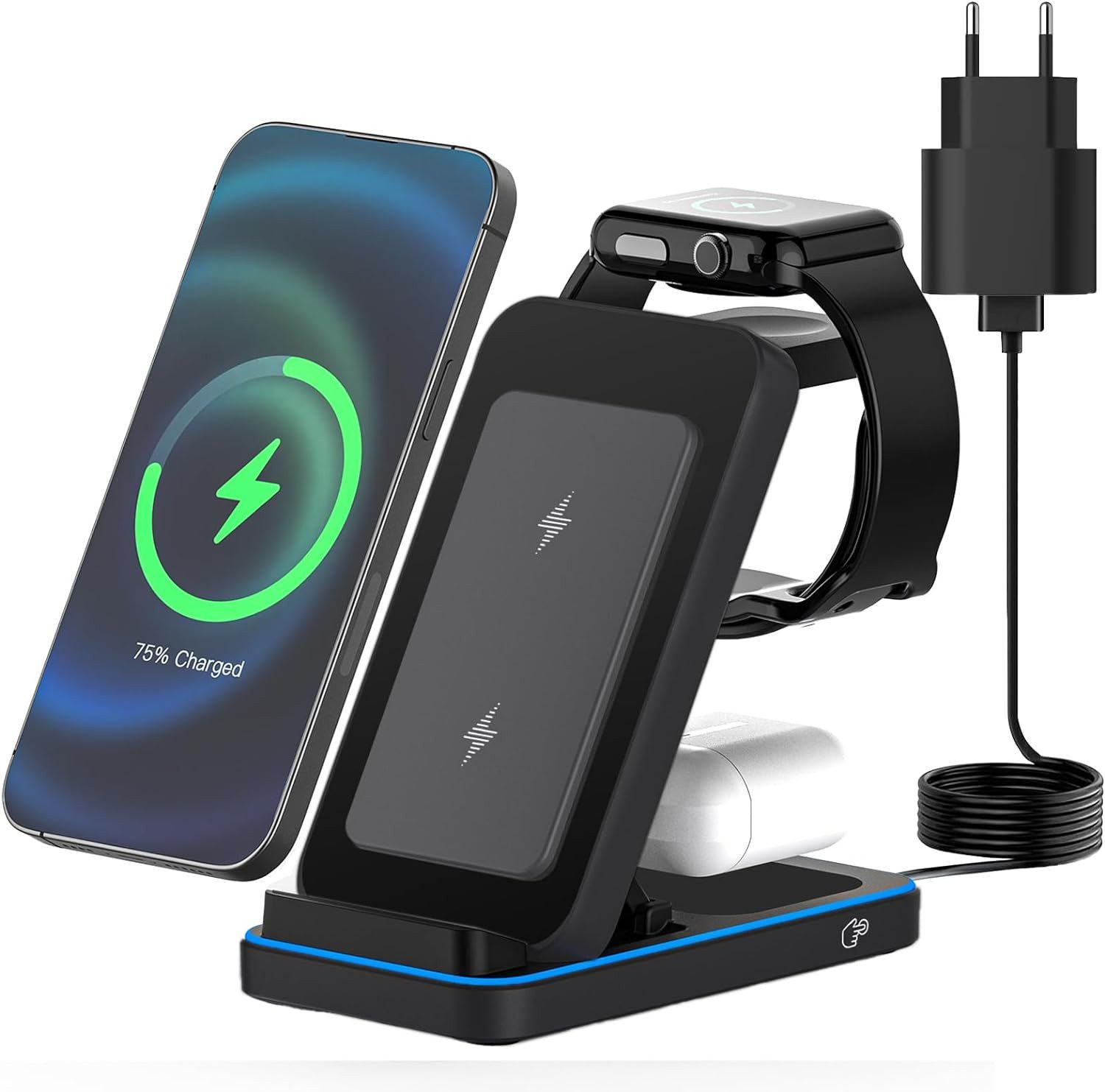 Kabelloses Ladestation 3 in 1 Induktive Ladegerät Wireless Charger Induktions-Ladegerät