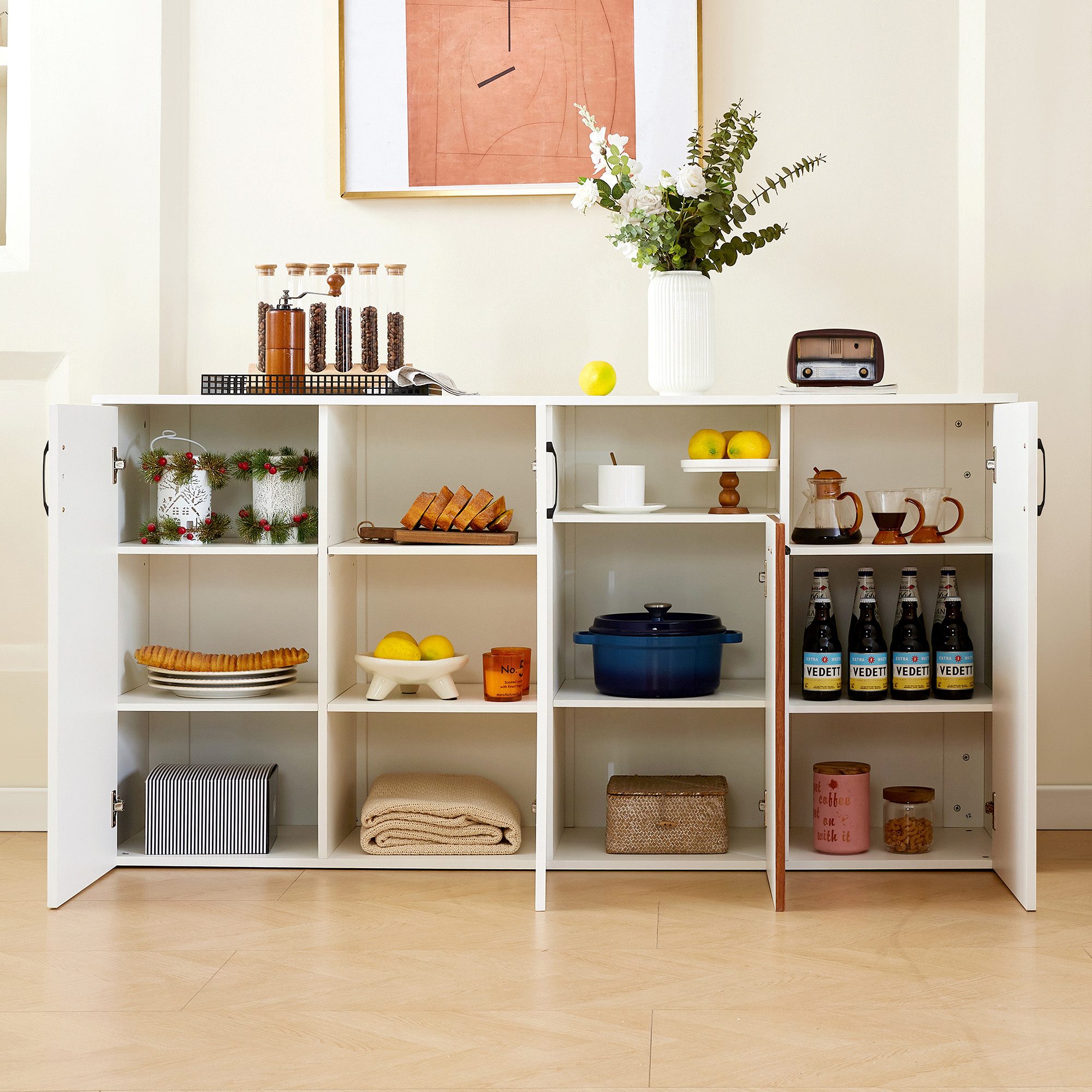 Flieks Sideboard mit 4 Türen Weiß günstig online kaufen