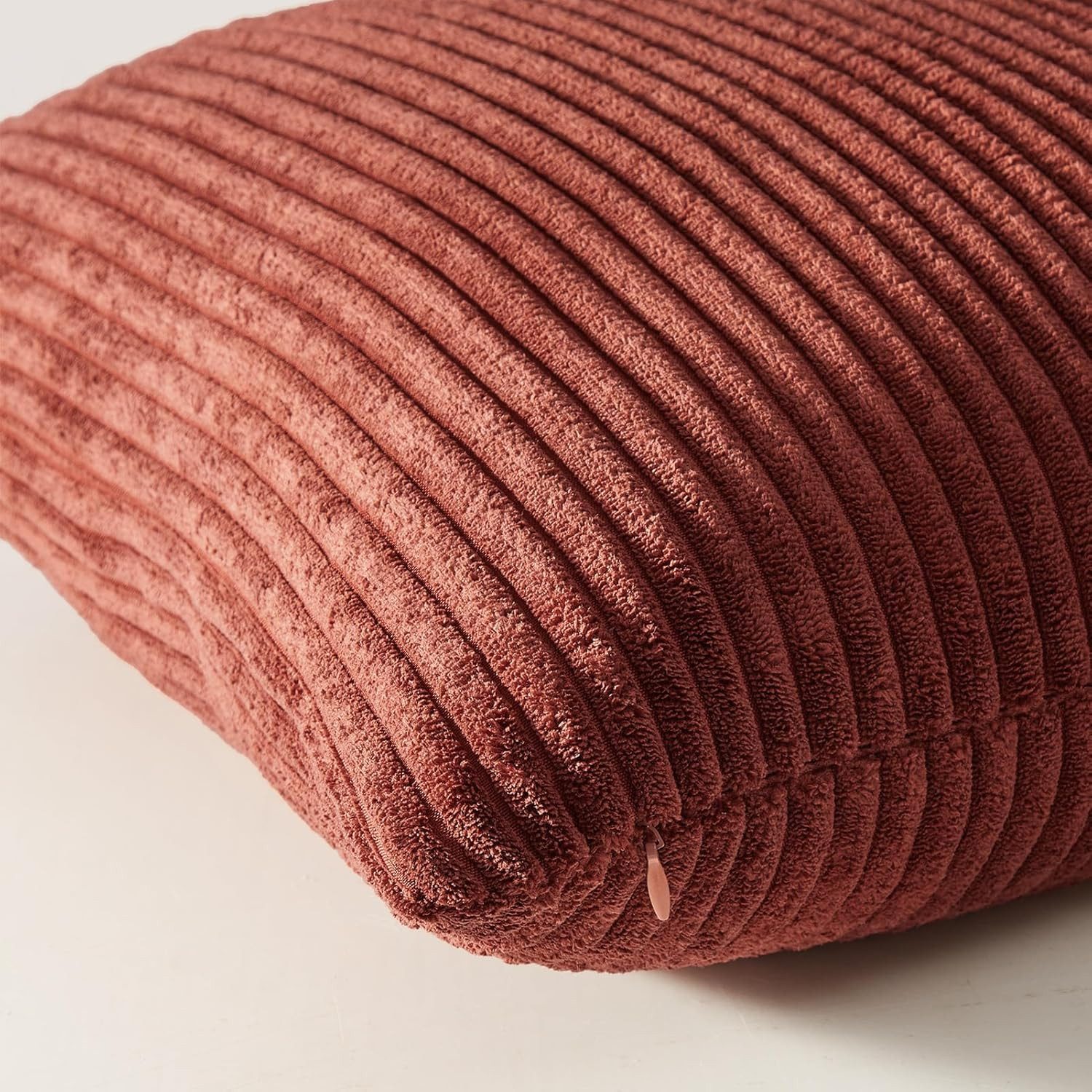 Topfinel Kissenbezüge 4er Set Kordsamt, flauschig Farbverlauf, Gestreift, kissenhüllen 50x50 dekokissen Gelb-orange sofakissenbezug couchkissen