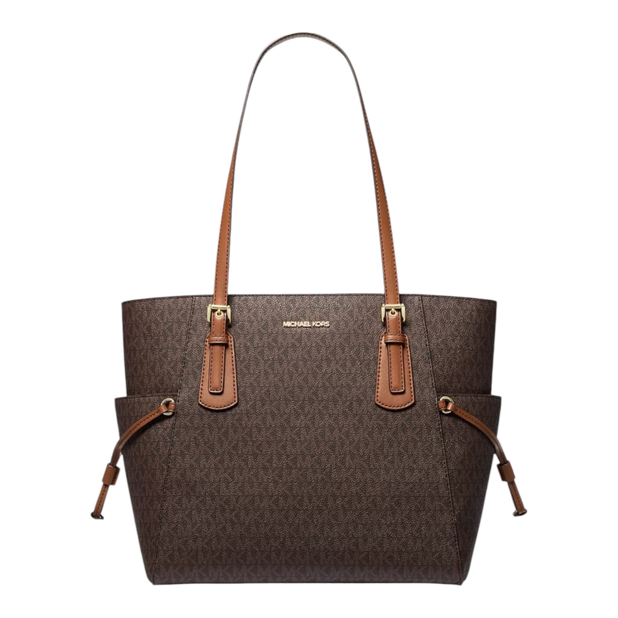 MICHAEL KORS Handtasche Michael Kors Voyager Large Shopper Braun Tasche Canvas Gold