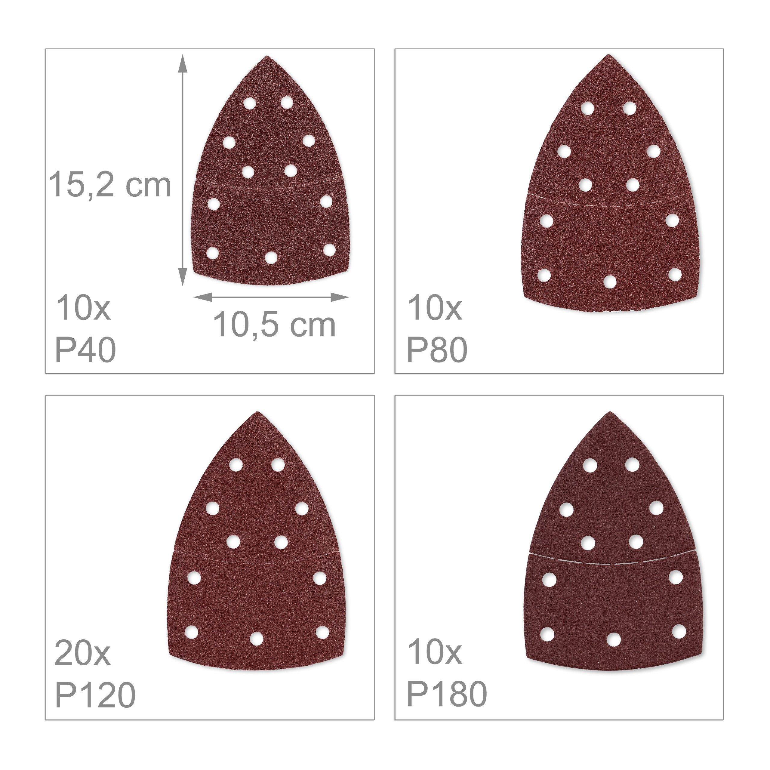 relaxdays Schleifdreieck Schleifpapier Multischleifer 50er Set
